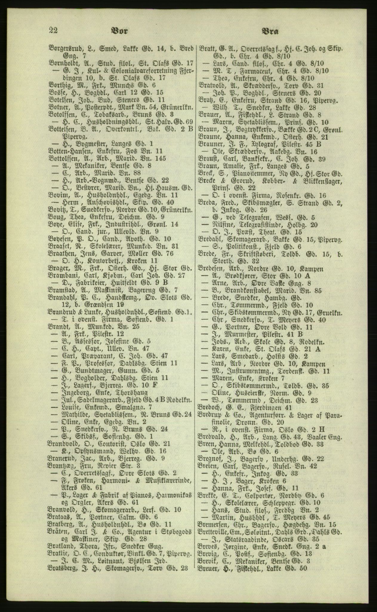 Kristiania/Oslo adressebok, PUBL/-, 1879, p. 22