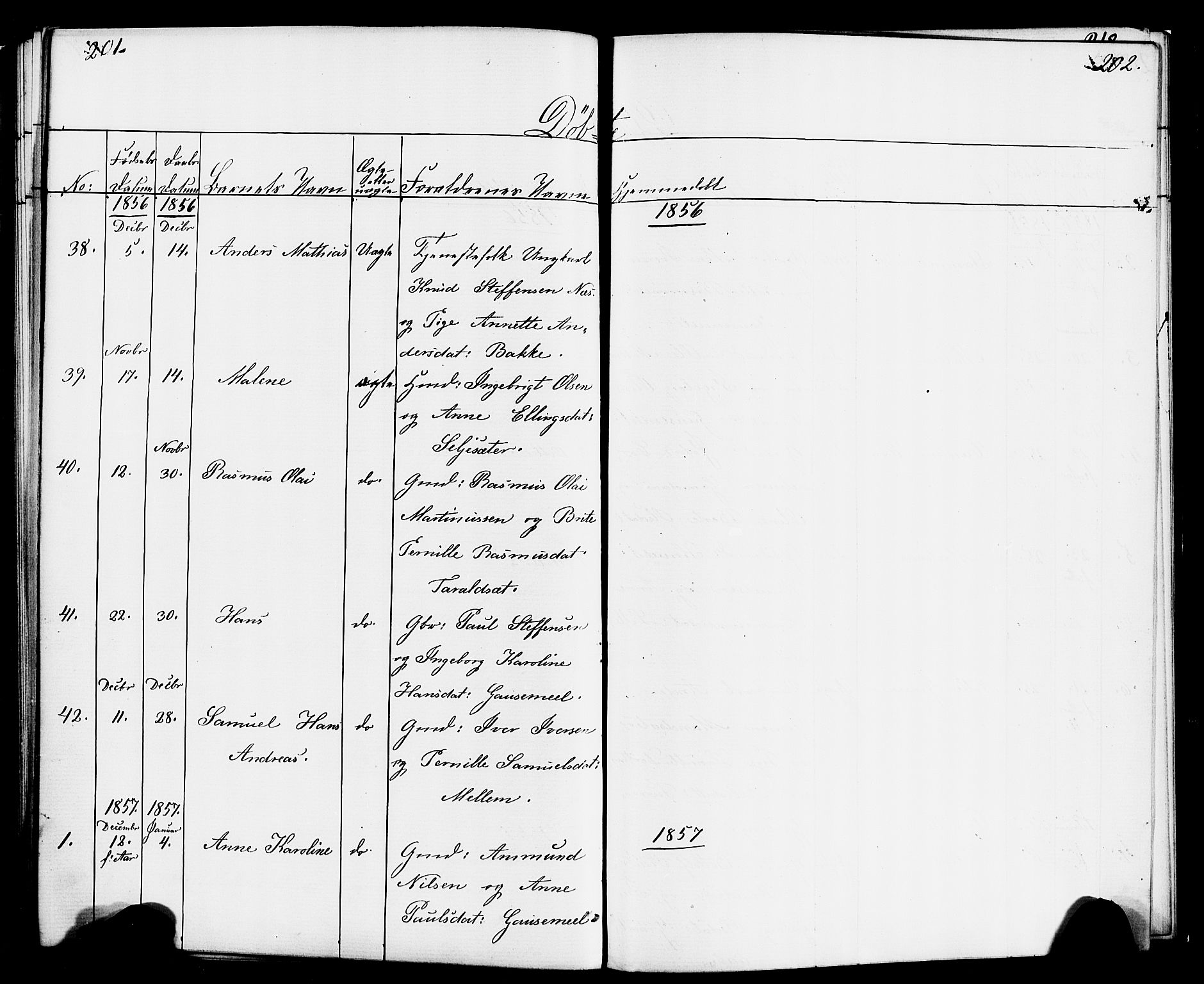 Hornindal sokneprestembete, SAB/A-82401/H/Haa/Haaa/L0001: Parish register (official) no. A 1, 1837-1866, p. 202-203