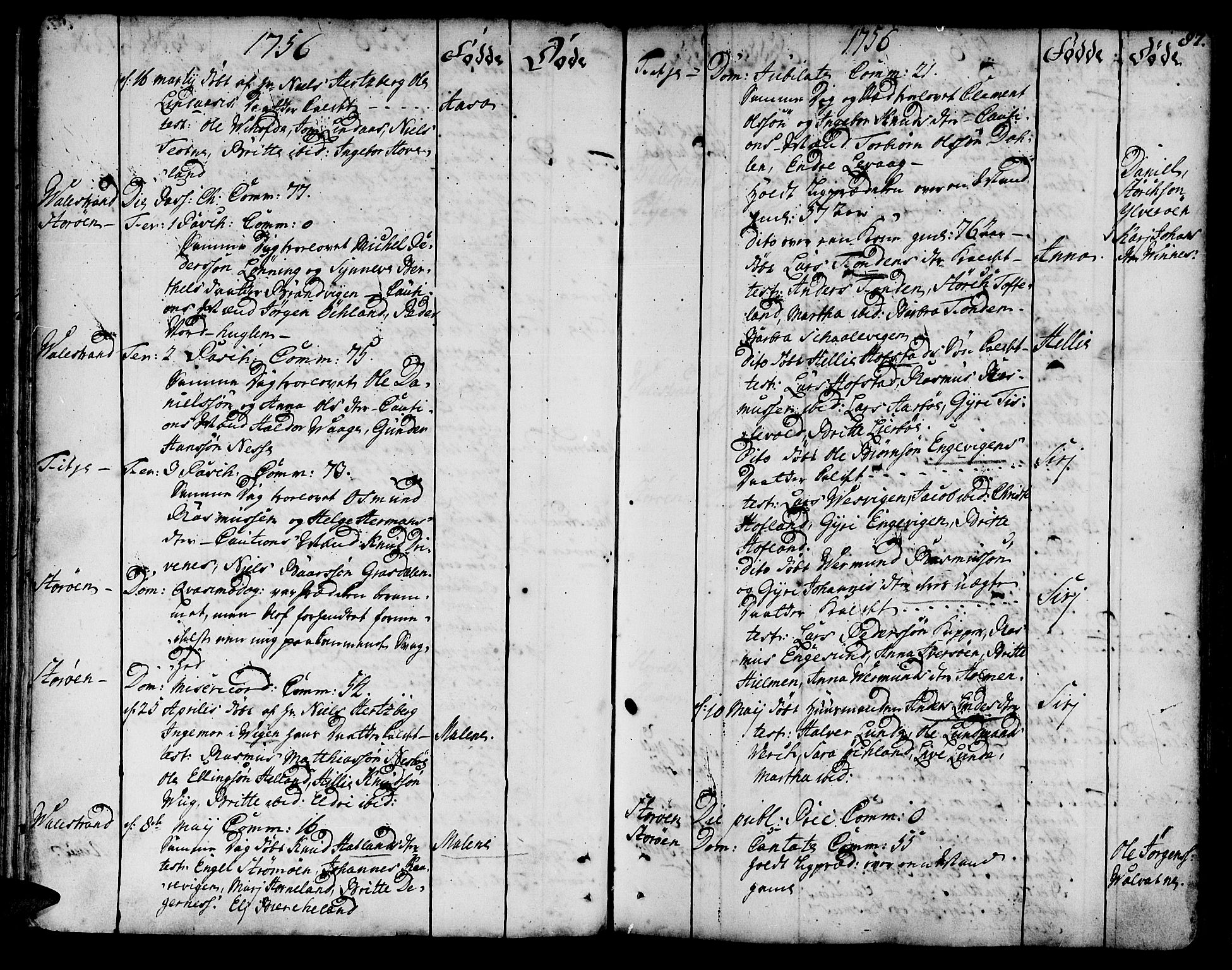 Stord sokneprestembete, SAB/A-78201/H/Haa: Parish register (official) no. A 2, 1744-1777, p. 87