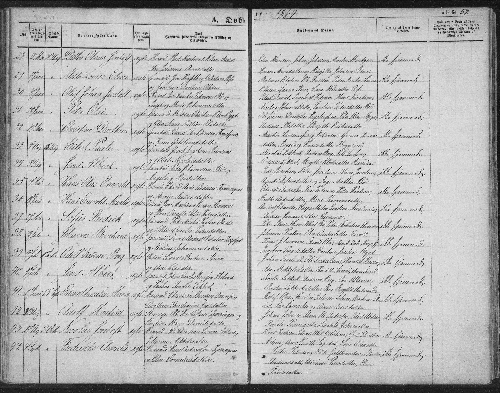 Ministerialprotokoller, klokkerbøker og fødselsregistre - Nordland, AV/SAT-A-1459/895/L1369: Parish register (official) no. 895A04, 1852-1872, p. 52