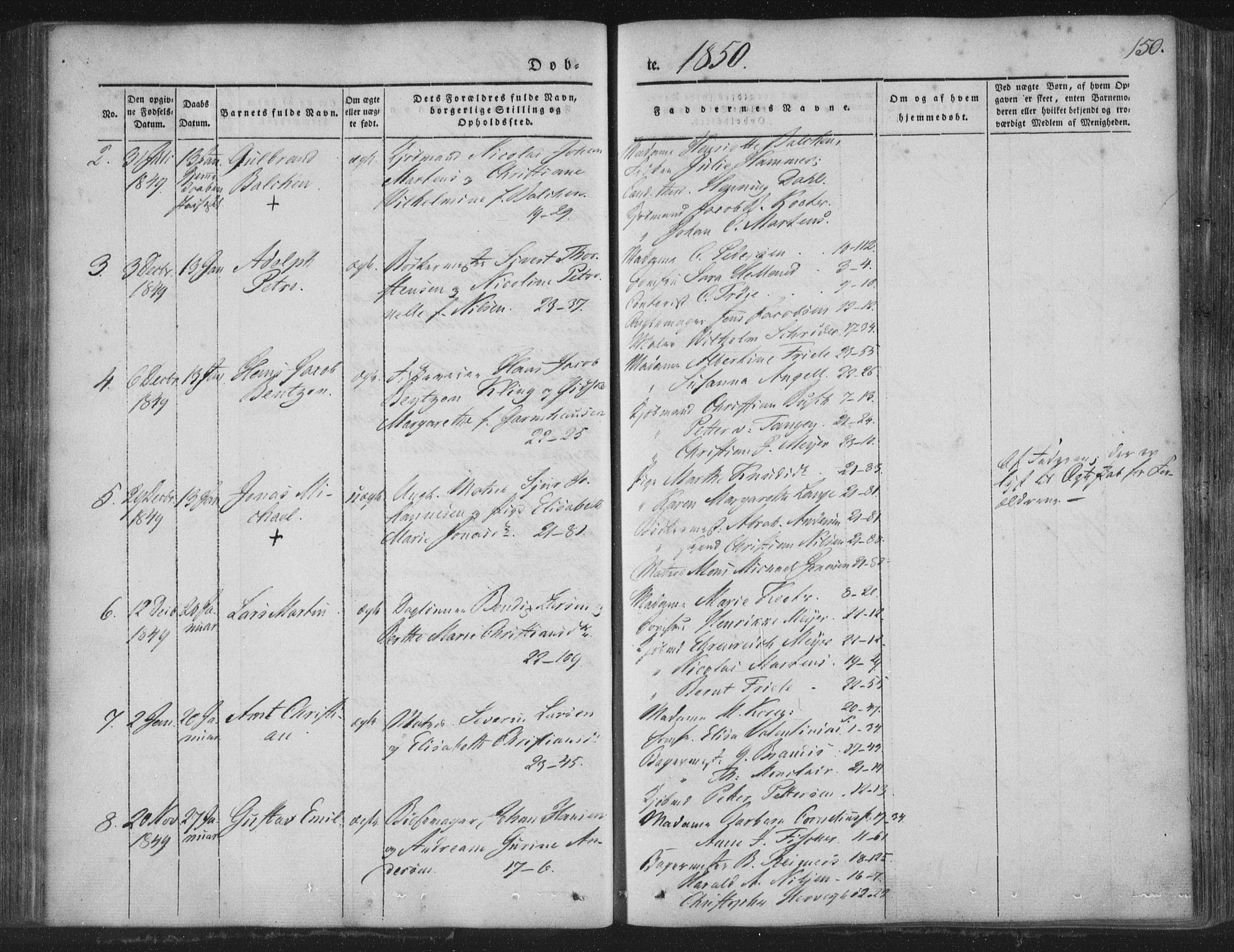 Korskirken sokneprestembete, SAB/A-76101/H/Haa/L0016: Parish register (official) no. B 2, 1841-1851, p. 150