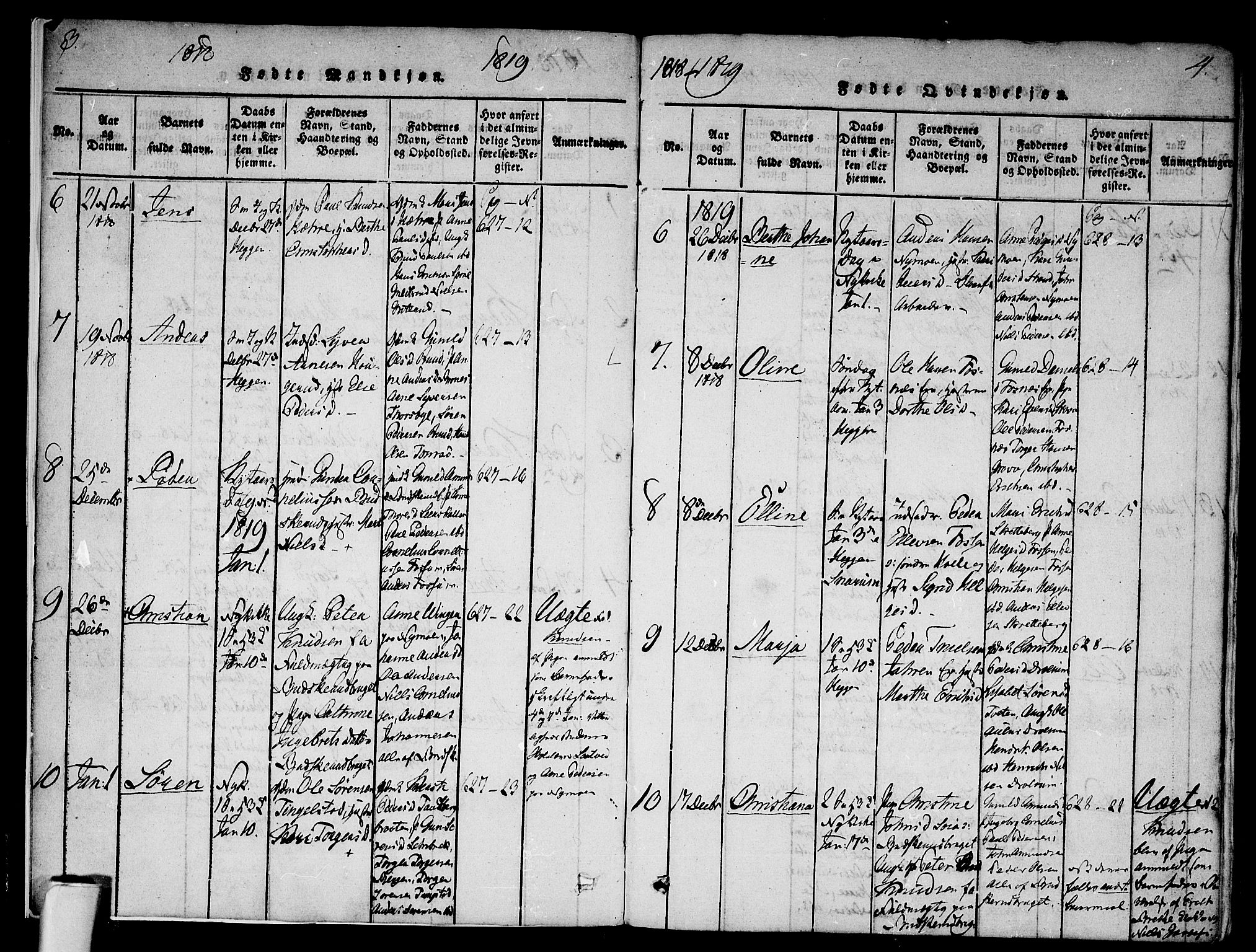 Modum kirkebøker, SAKO/A-234/F/Fa/L0004: Parish register (official) no. 4, 1818-1824, p. 3-4
