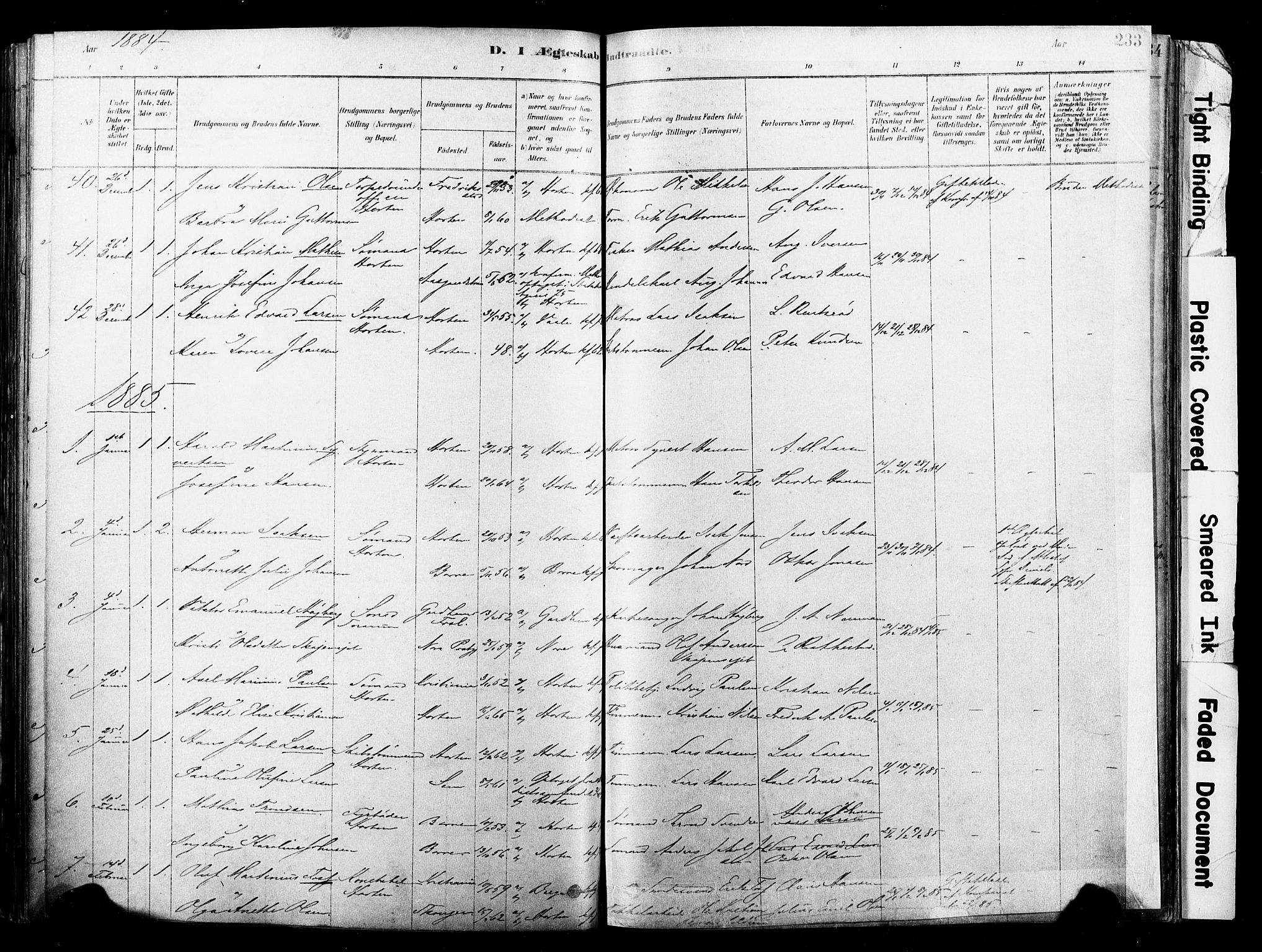 Horten kirkebøker, SAKO/A-348/F/Fa/L0003: Parish register (official) no. 3, 1878-1887, p. 233