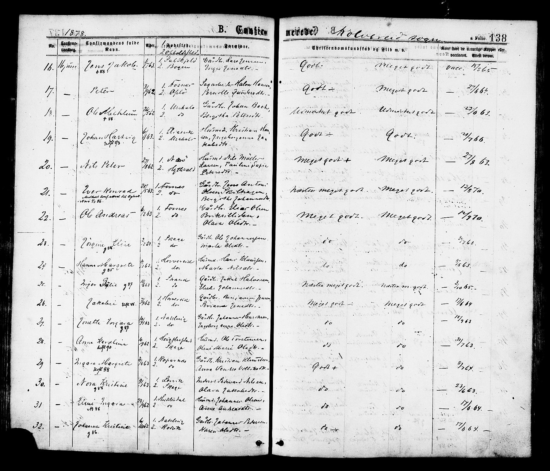 Ministerialprotokoller, klokkerbøker og fødselsregistre - Nord-Trøndelag, SAT/A-1458/780/L0642: Parish register (official) no. 780A07 /1, 1874-1885, p. 138