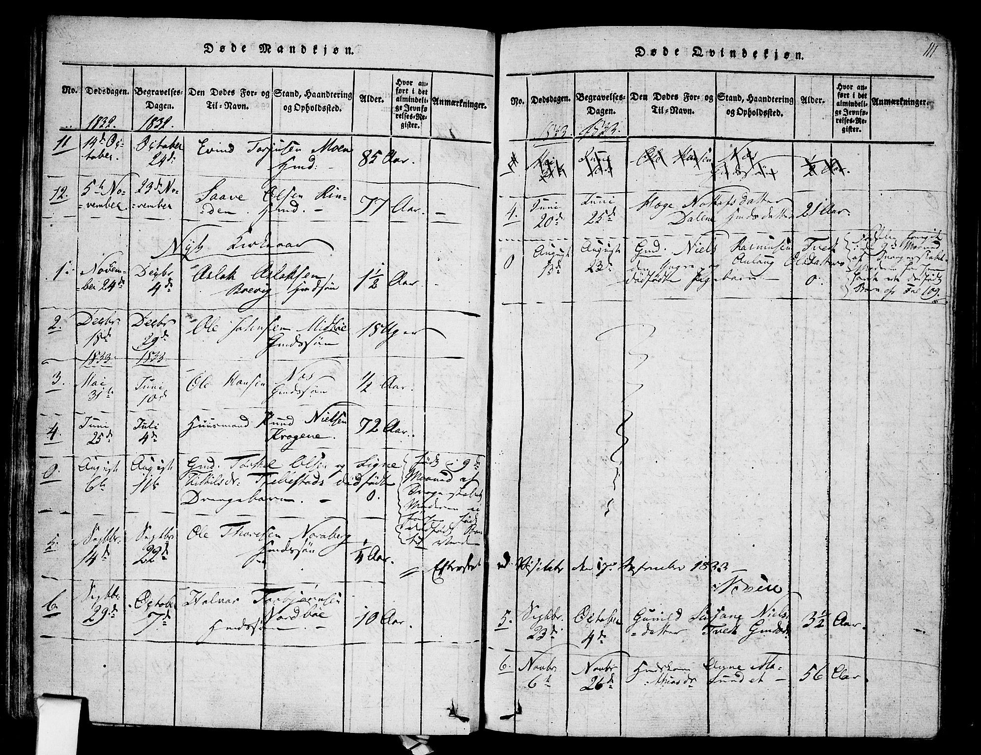 Nissedal kirkebøker, AV/SAKO-A-288/F/Fa/L0002: Parish register (official) no. I 2, 1814-1845, p. 111