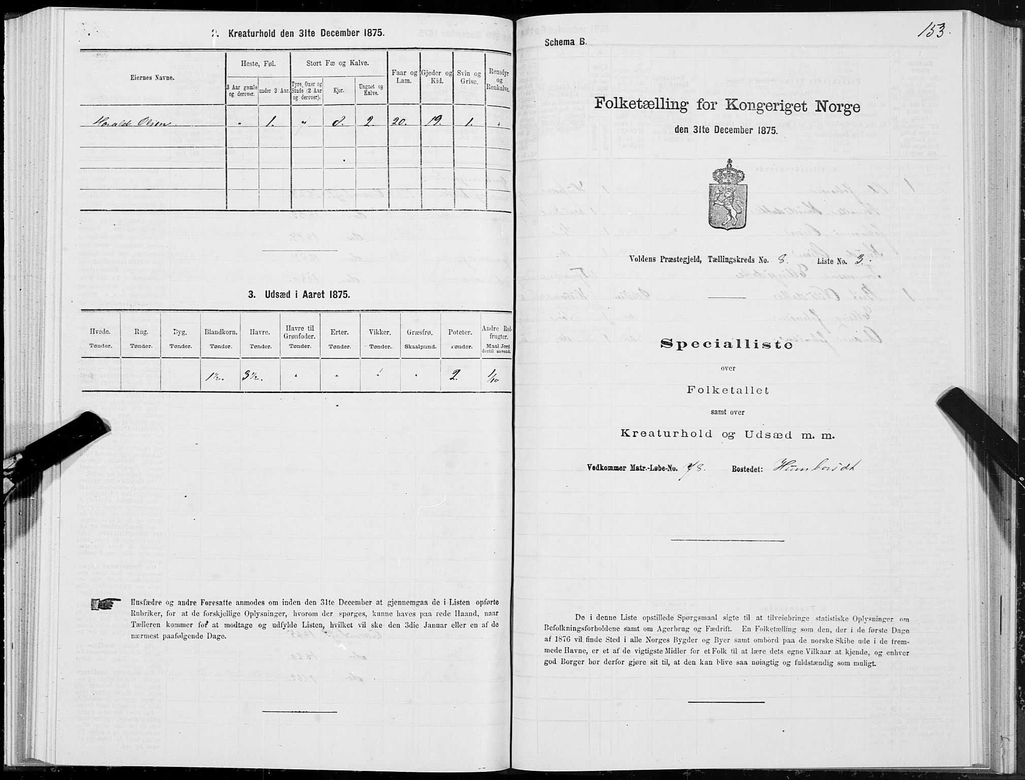 SAT, 1875 census for 1519P Volda, 1875, p. 5153