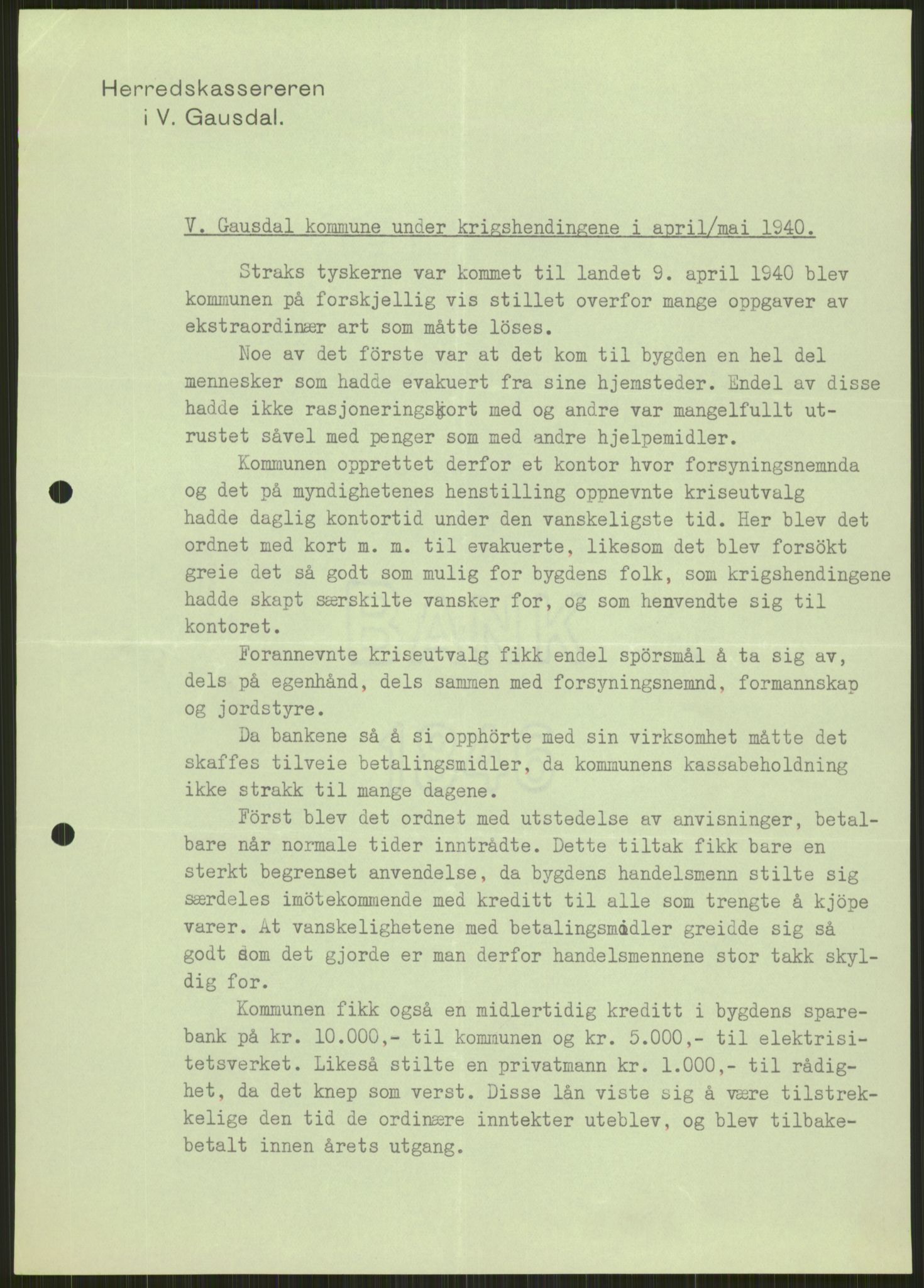 Forsvaret, Forsvarets krigshistoriske avdeling, AV/RA-RAFA-2017/Y/Ya/L0014: II-C-11-31 - Fylkesmenn.  Rapporter om krigsbegivenhetene 1940., 1940, p. 245