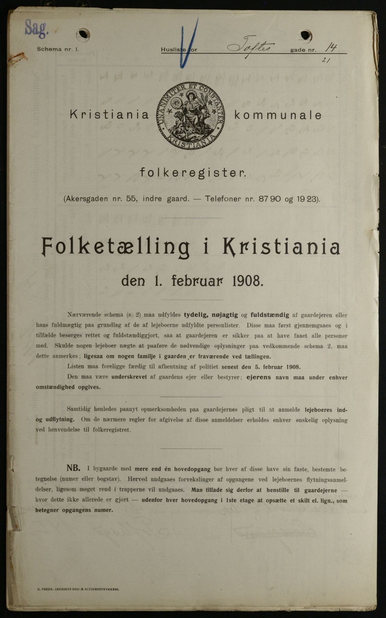 OBA, Municipal Census 1908 for Kristiania, 1908, p. 100251