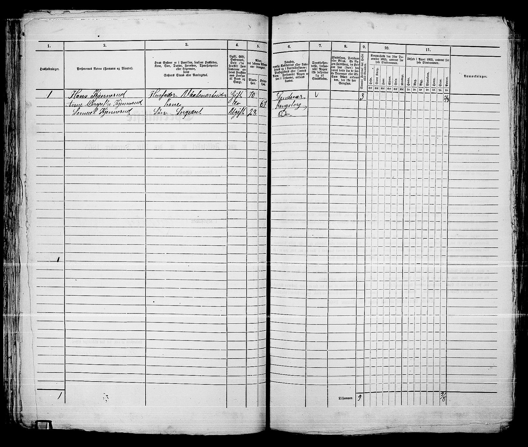 RA, 1865 census for Kongsberg/Kongsberg, 1865, p. 1123