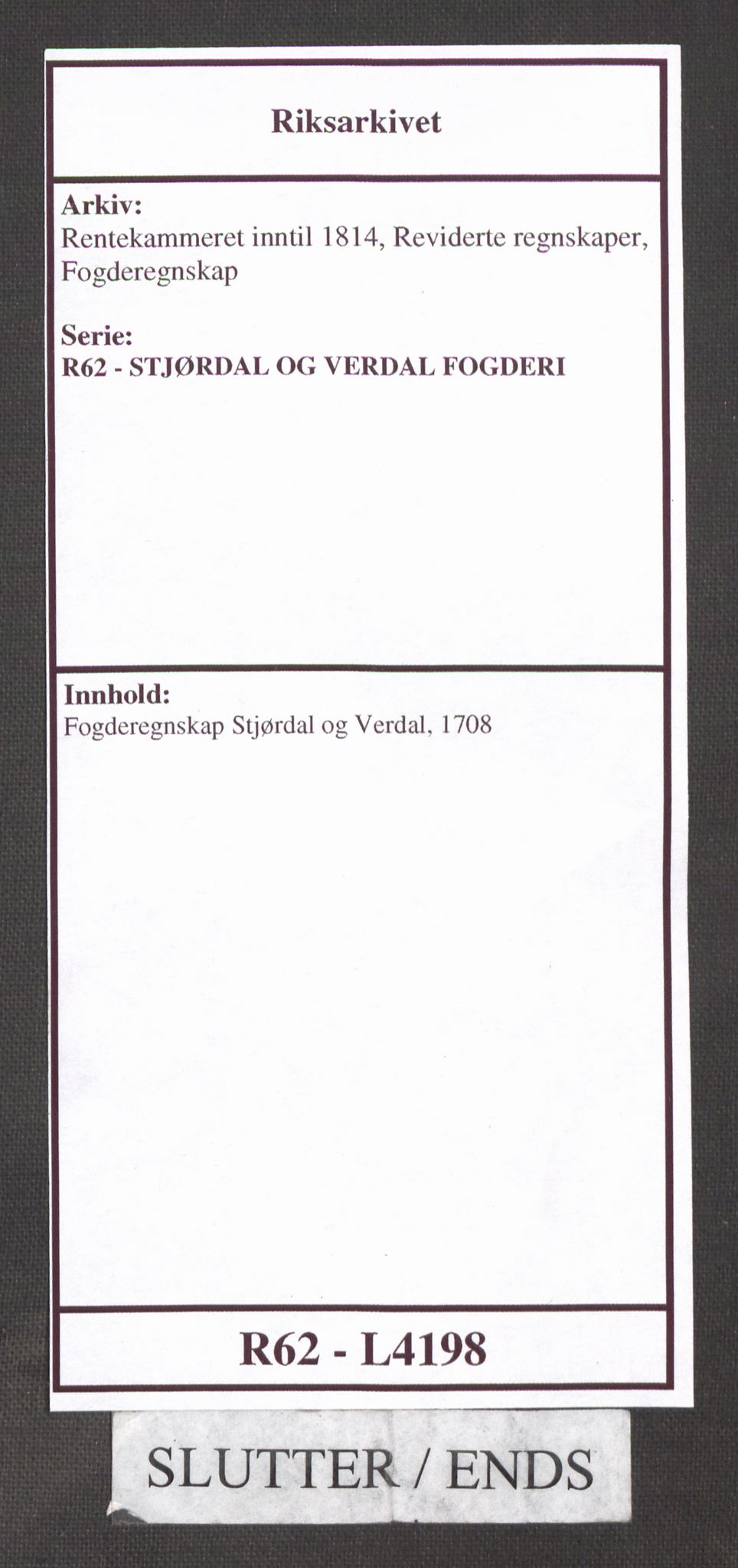 Rentekammeret inntil 1814, Reviderte regnskaper, Fogderegnskap, AV/RA-EA-4092/R62/L4198: Fogderegnskap Stjørdal og Verdal, 1708, p. 307