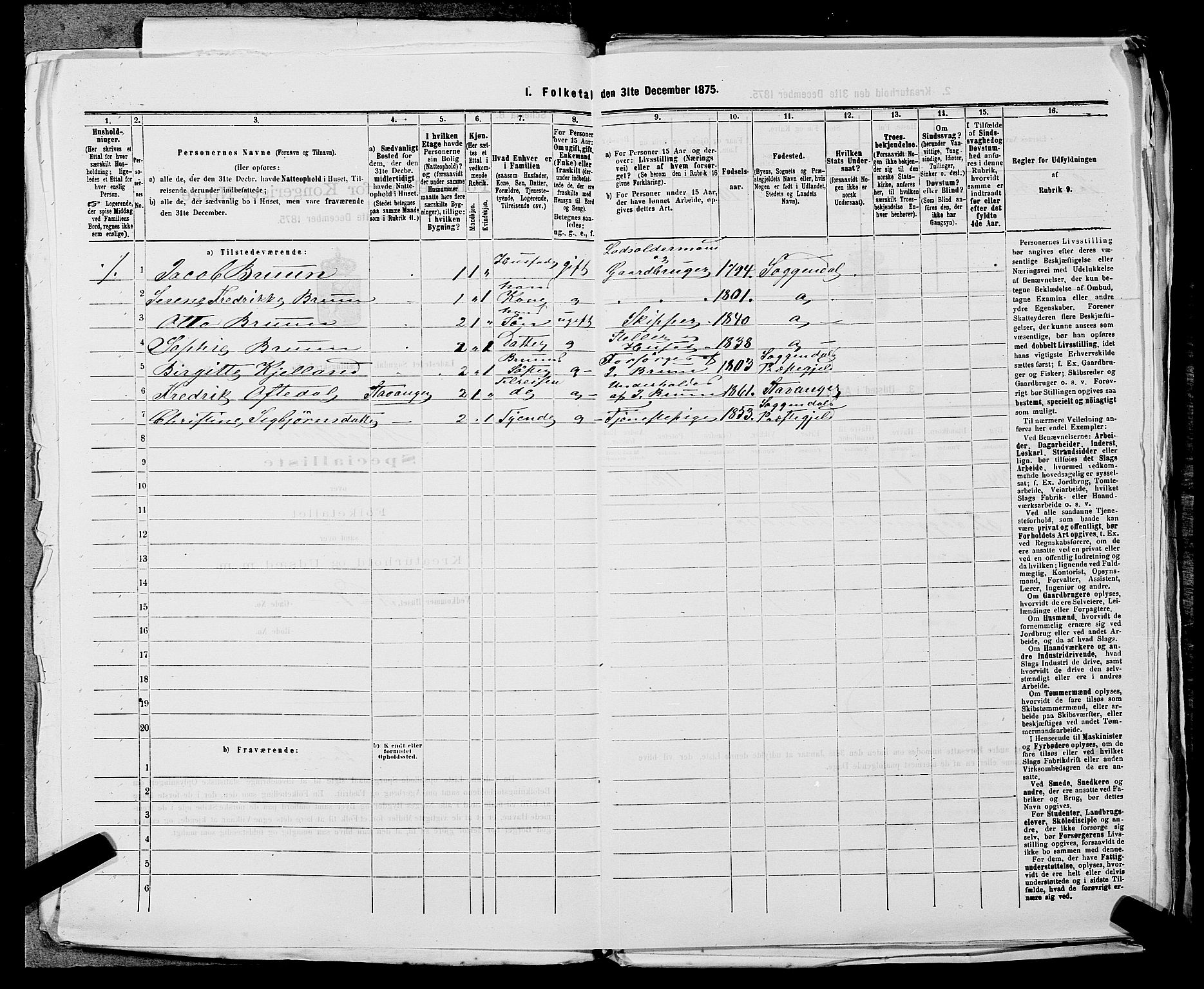 SAST, 1875 census for 1107B Sokndal/Sokndal, 1875, p. 131