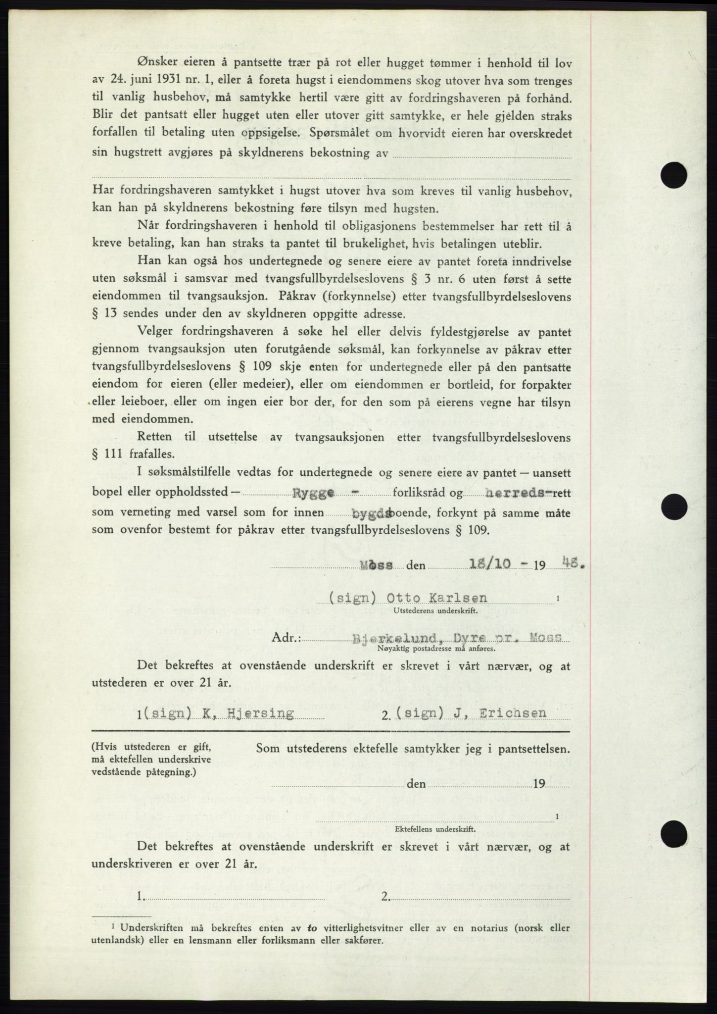 Moss sorenskriveri, AV/SAO-A-10168: Mortgage book no. B20, 1948-1948, Diary no: : 2675/1948