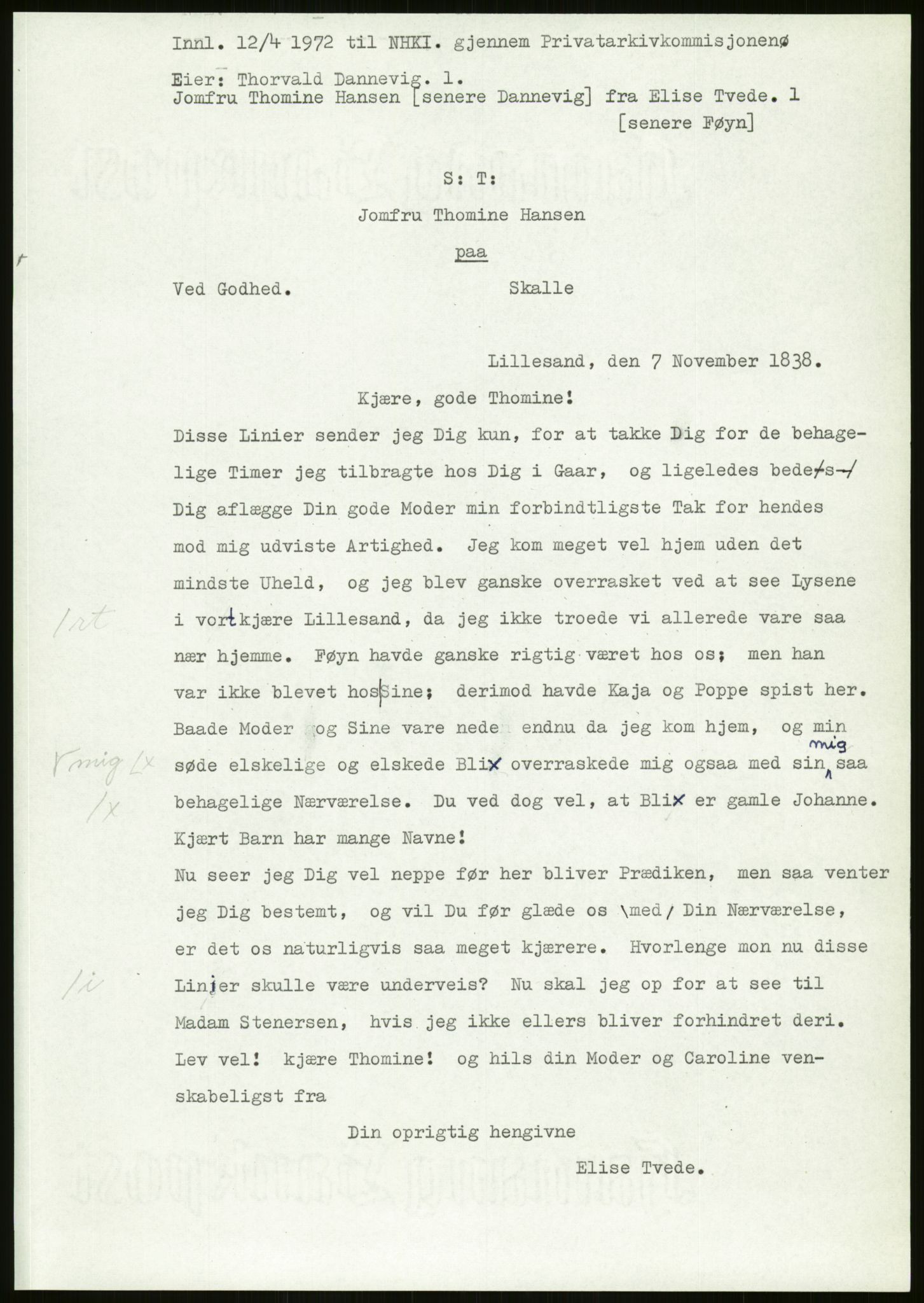 Samlinger til kildeutgivelse, Amerikabrevene, AV/RA-EA-4057/F/L0027: Innlån fra Aust-Agder: Dannevig - Valsgård, 1838-1914, p. 105