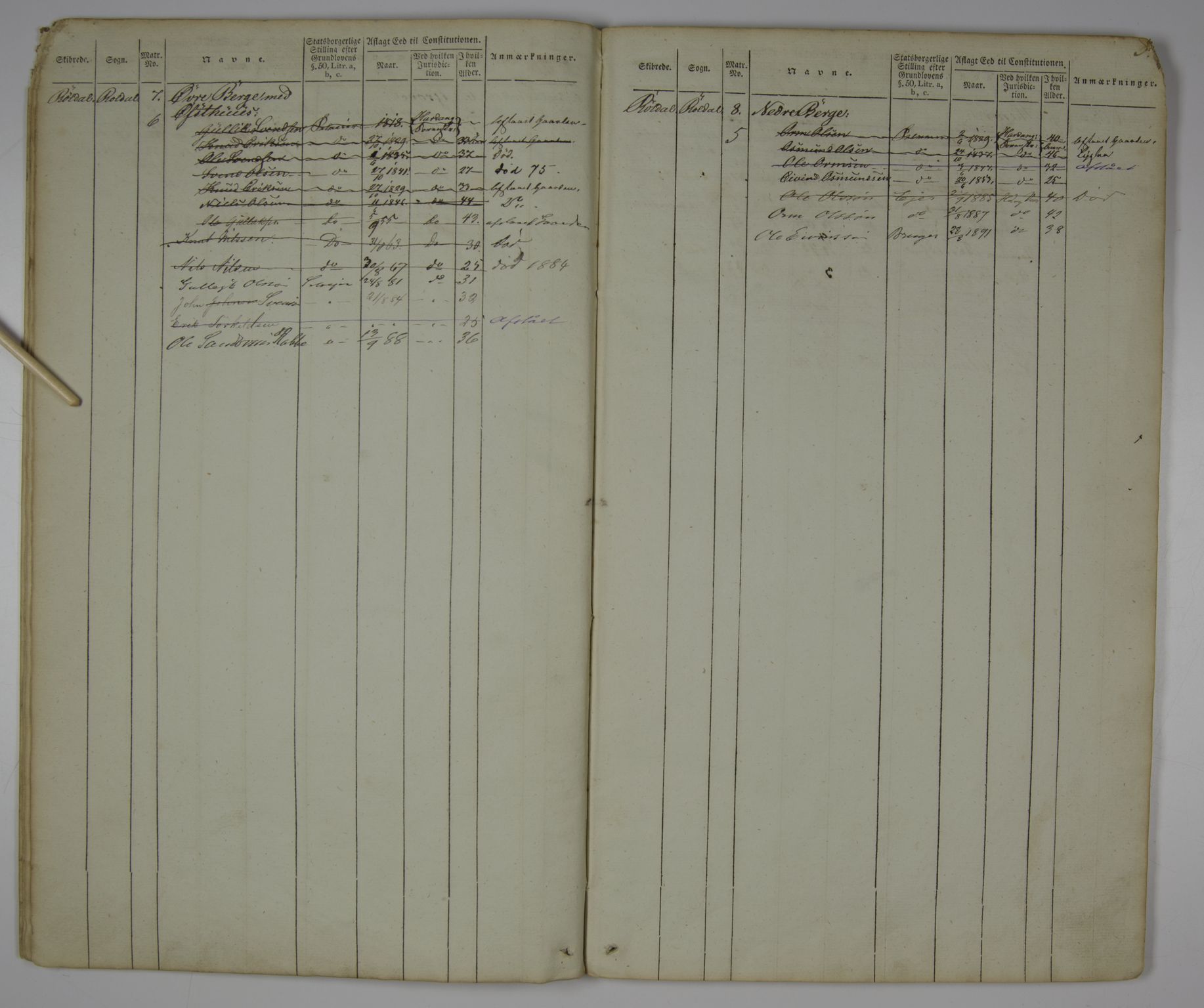 Lensmannen i Røldal, AV/SAB-A-34501/0004/L0001: Manntalsprotokoll, 1829-1897, p. 4b-5a