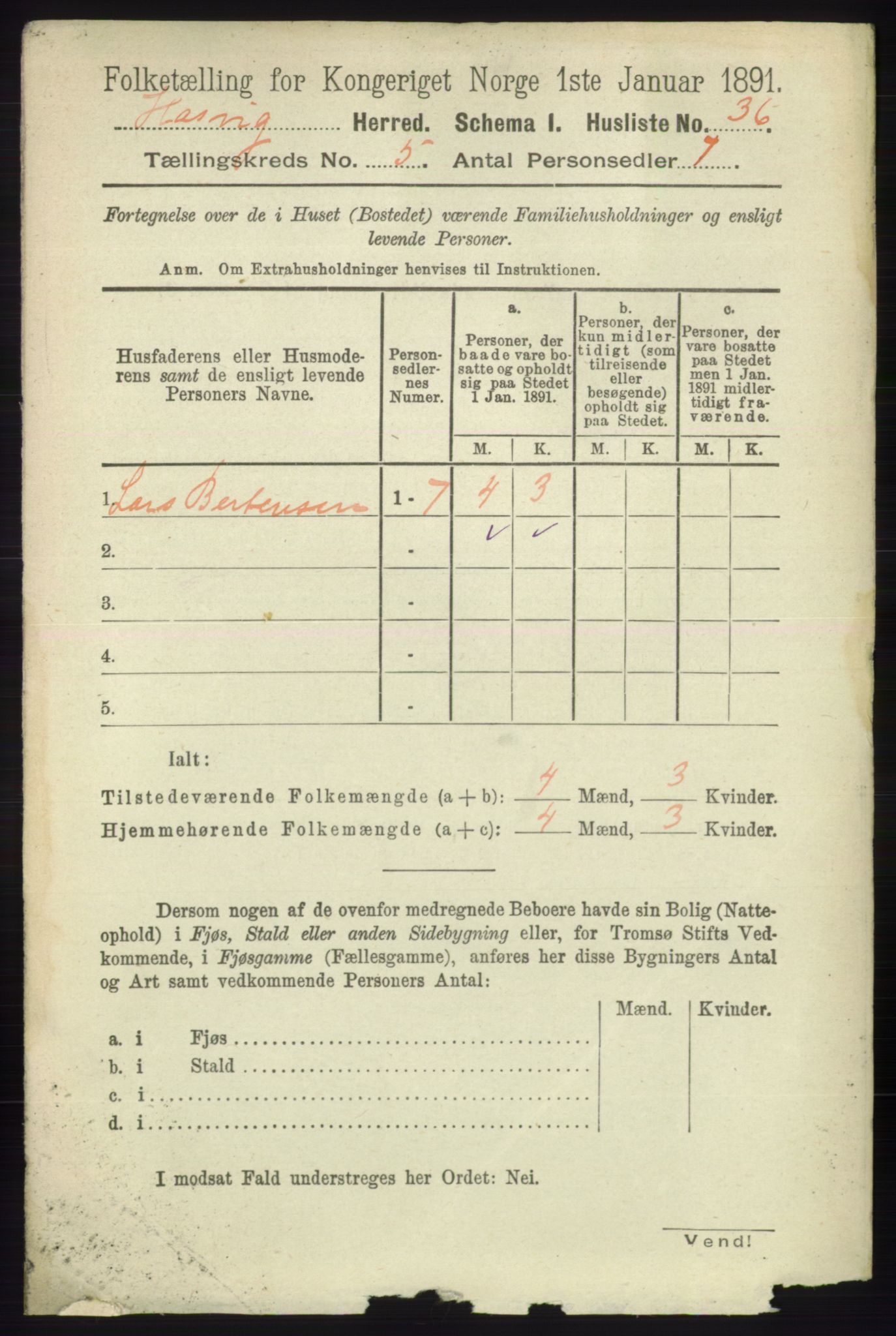 RA, 1891 census for 2015 Hasvik, 1891, p. 639