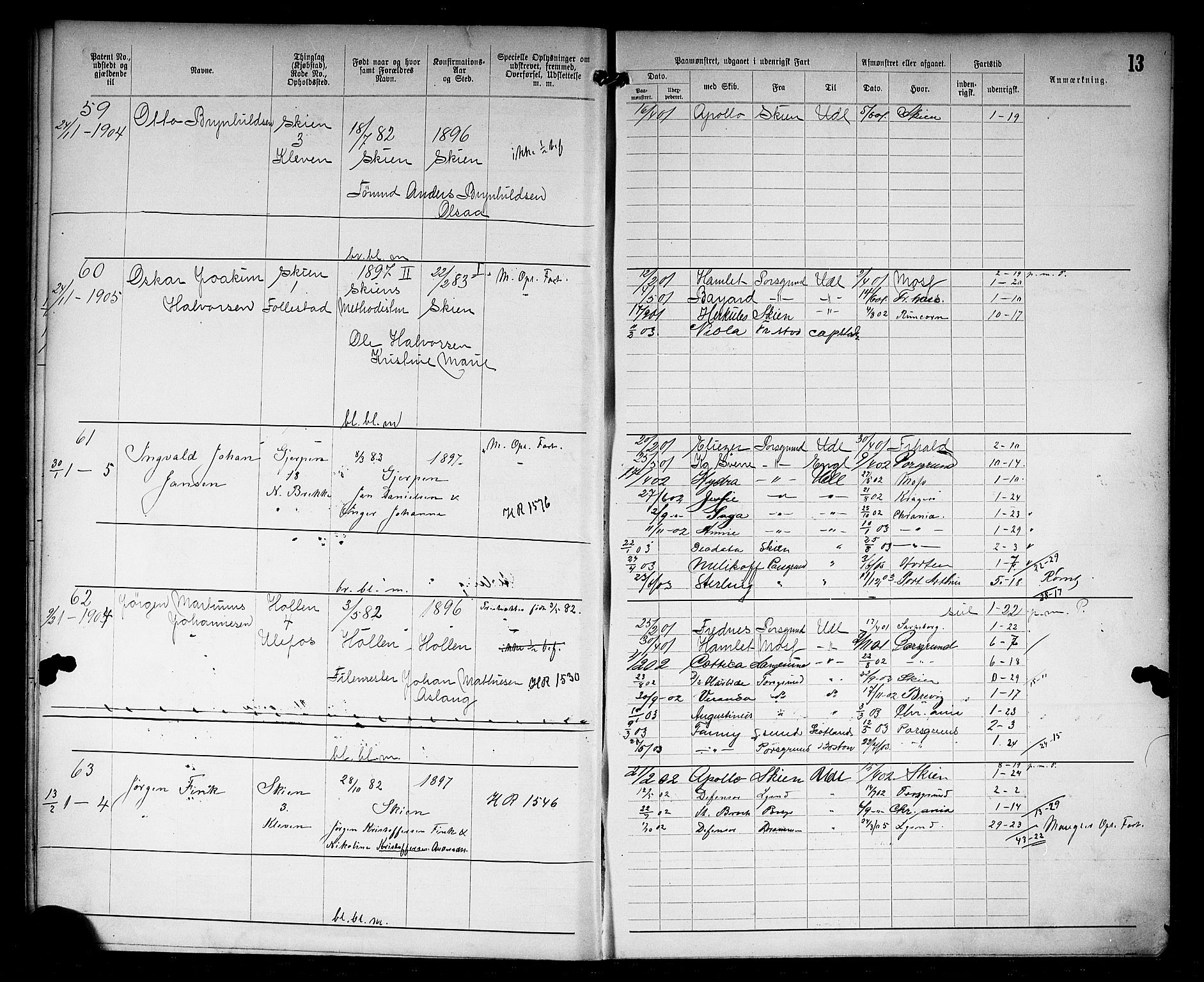 Skien innrulleringskontor, AV/SAKO-A-832/F/Fc/L0006: Annotasjonsrulle, 1899-1911, p. 15