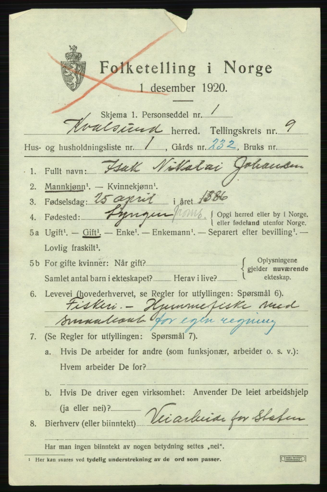 SATØ, 1920 census for , 1920, p. 2766