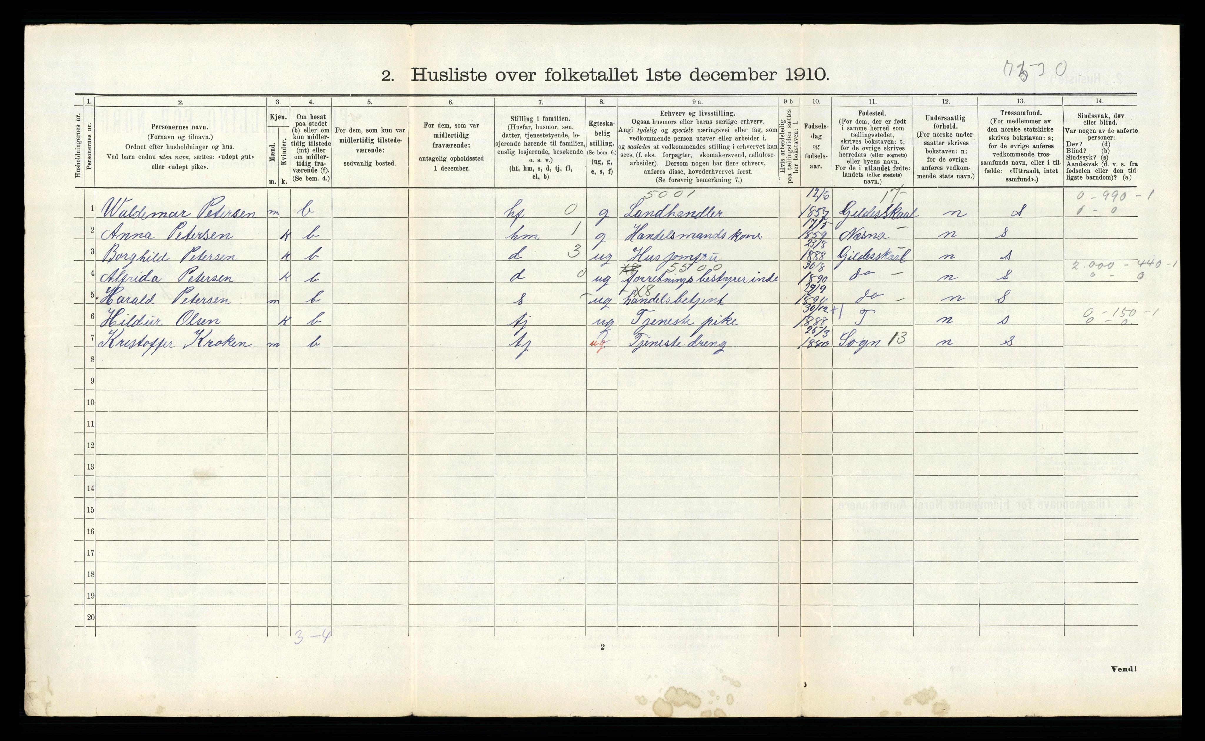 RA, 1910 census for Tysfjord, 1910, p. 280