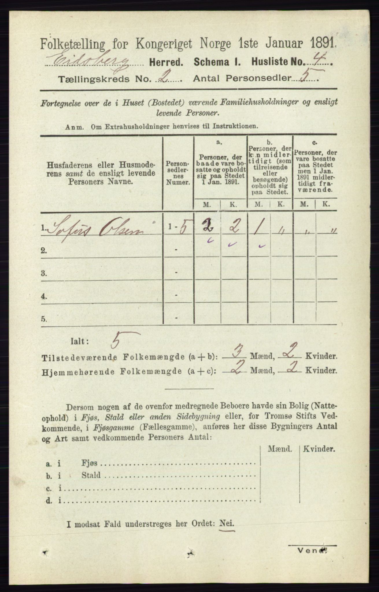 RA, 1891 census for 0125 Eidsberg, 1891, p. 761