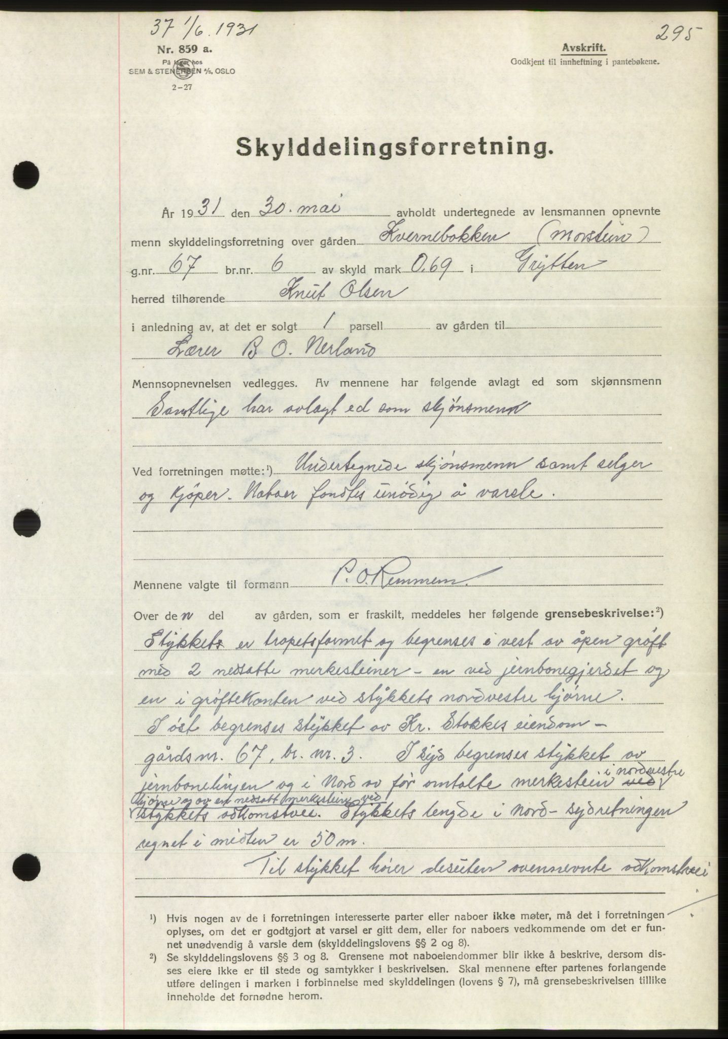 Romsdal sorenskriveri, AV/SAT-A-4149/1/2/2C/L0059: Mortgage book no. 53, 1931-1931, Deed date: 01.06.1931