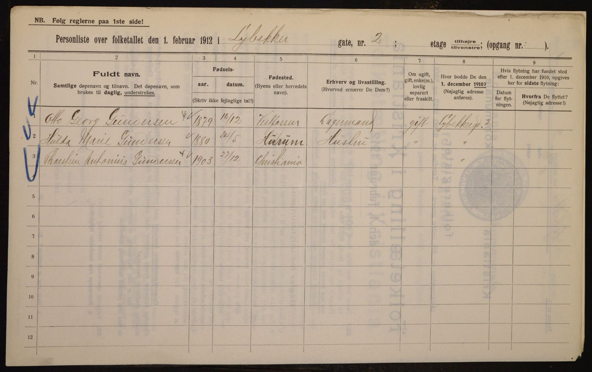 OBA, Municipal Census 1912 for Kristiania, 1912, p. 58807