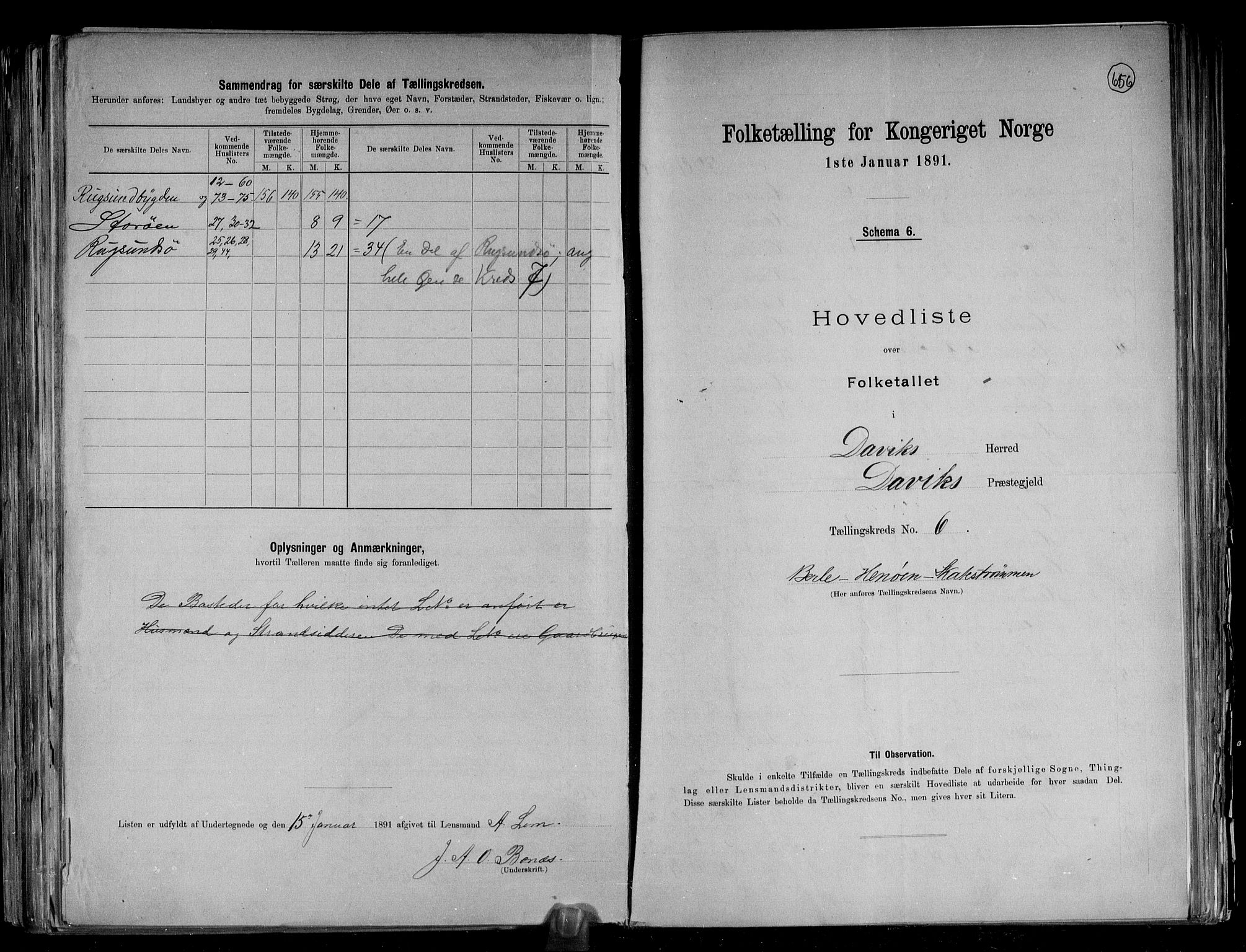 RA, 1891 census for 1442 Davik, 1891, p. 17