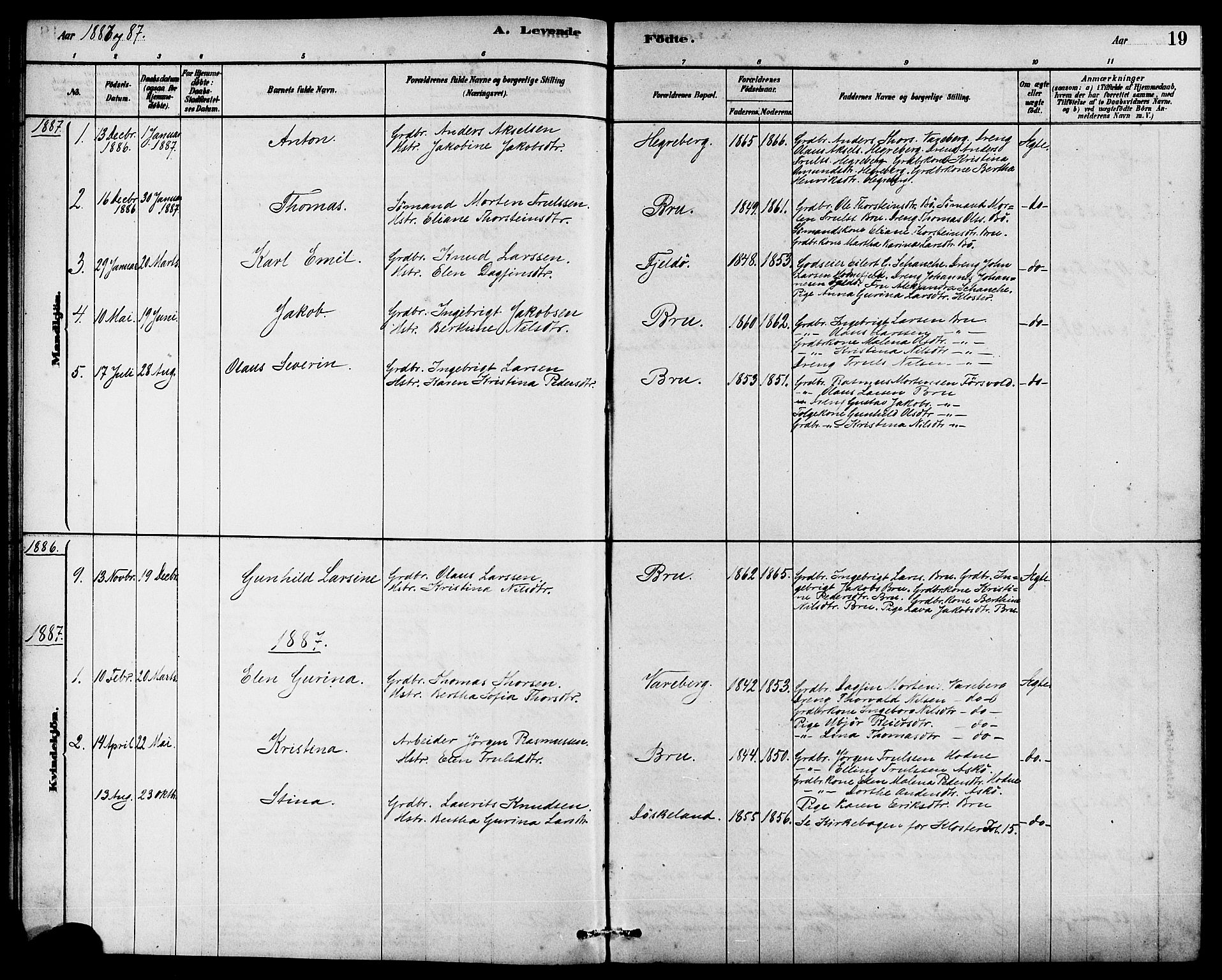 Rennesøy sokneprestkontor, SAST/A -101827/H/Ha/Haa/L0009: Parish register (official) no. A 9, 1878-1890, p. 19