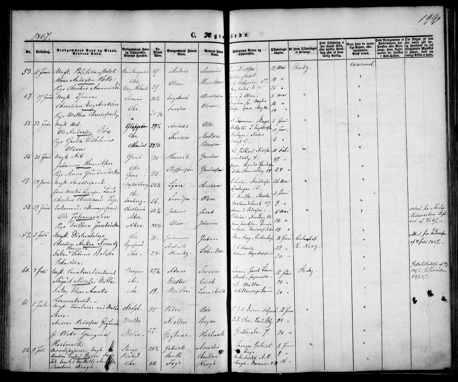 Trefoldighet prestekontor Kirkebøker, AV/SAO-A-10882/F/Fc/L0001: Parish register (official) no. III 1, 1858-1874, p. 192