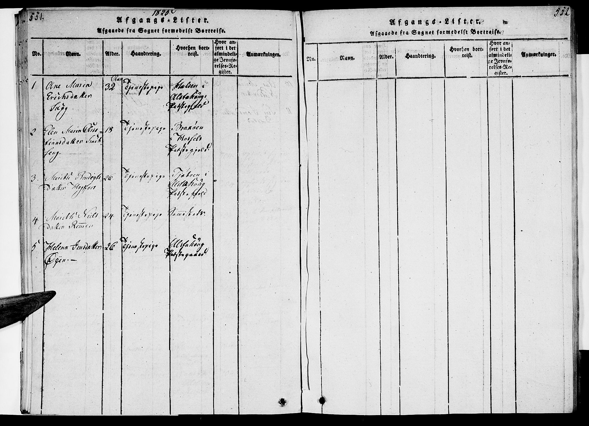 Ministerialprotokoller, klokkerbøker og fødselsregistre - Nordland, AV/SAT-A-1459/820/L0288: Parish register (official) no. 820A09, 1820-1825, p. 551-552