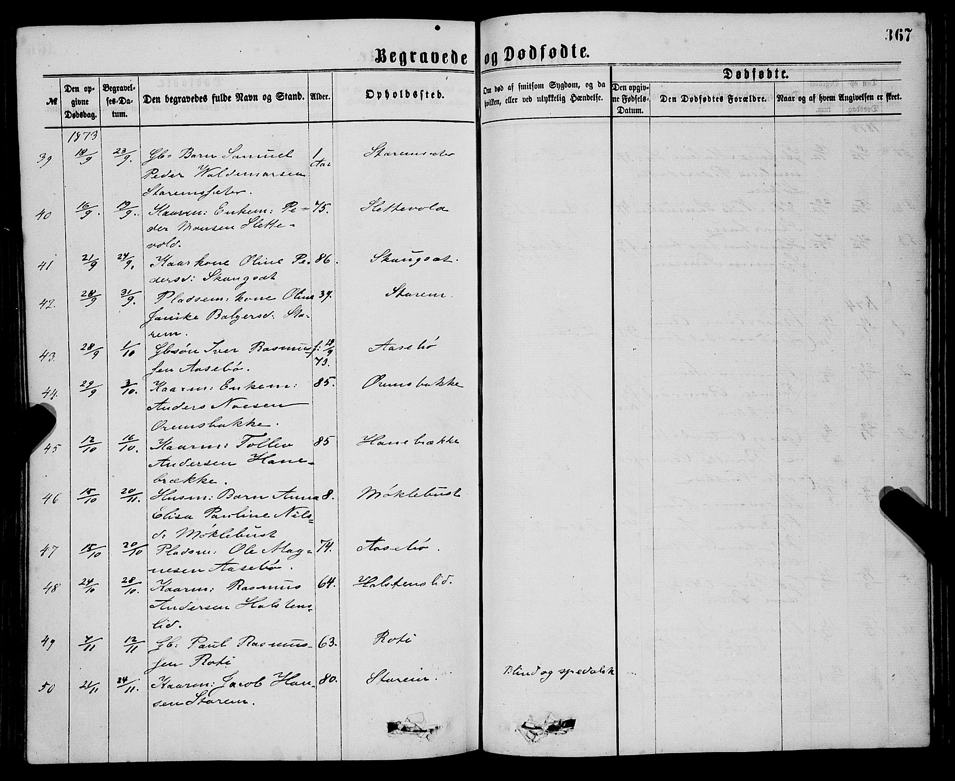 Eid sokneprestembete, SAB/A-82301/H/Haa/Haaa/L0010: Parish register (official) no. A 10, 1867-1878, p. 367