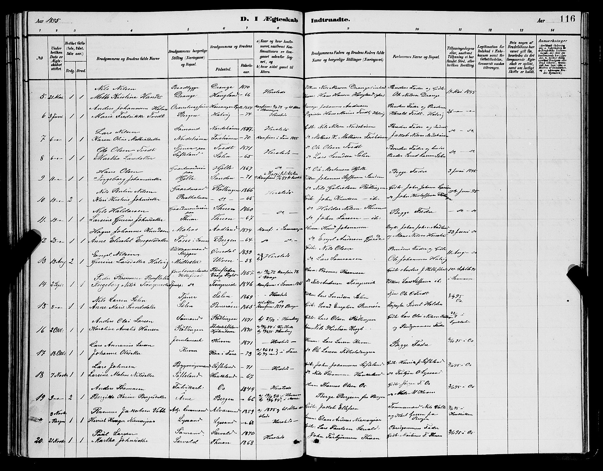 Os sokneprestembete, SAB/A-99929: Parish register (copy) no. A 2, 1880-1896, p. 116