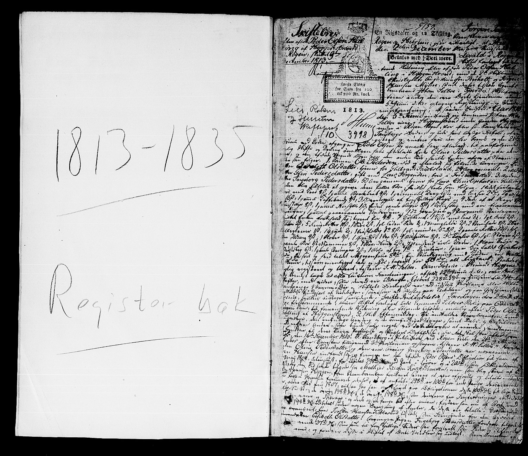 Lier, Røyken og Hurum sorenskriveri, AV/SAKO-A-89/H/Hc/L0010a: Skifteprotokoll, 1813-1835, p. 0b-1a