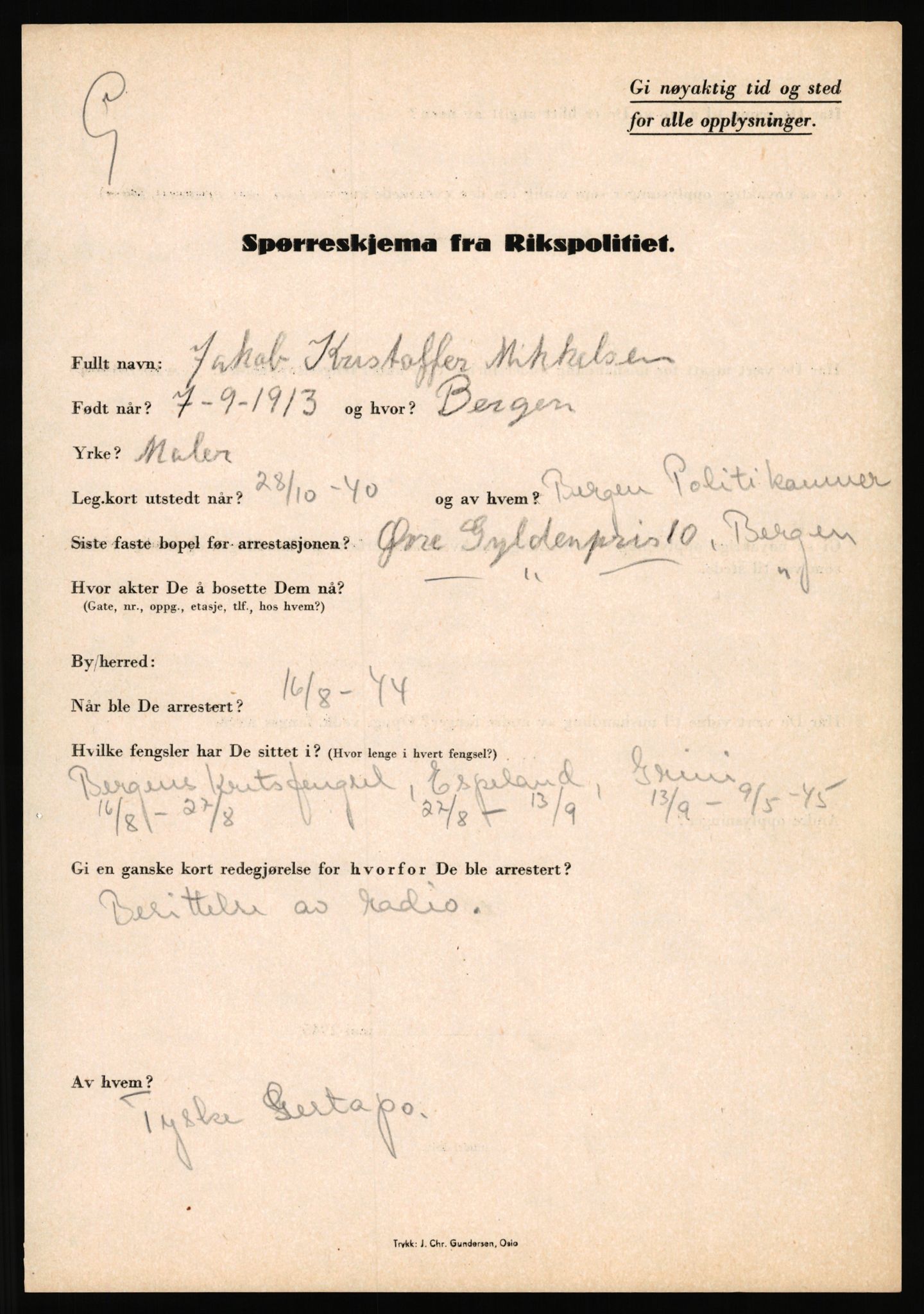 Rikspolitisjefen, AV/RA-S-1560/L/L0011: Lucassen, Oscar Fredrik - Moen, Olav, 1940-1945, p. 904