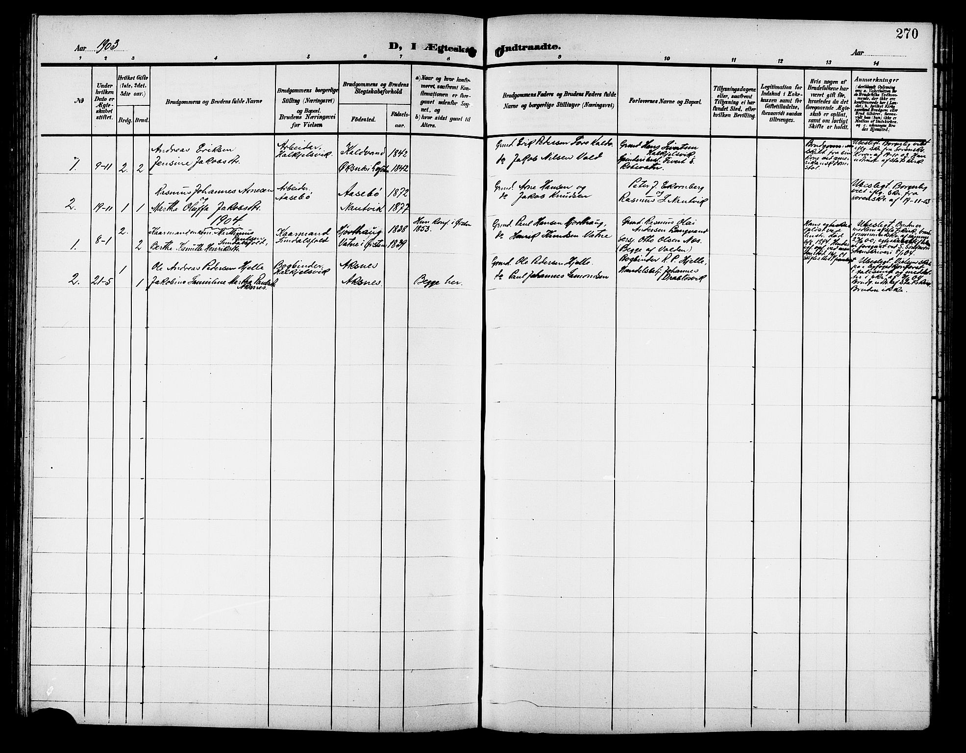 Ministerialprotokoller, klokkerbøker og fødselsregistre - Møre og Romsdal, SAT/A-1454/511/L0159: Parish register (copy) no. 511C05, 1902-1920, p. 270