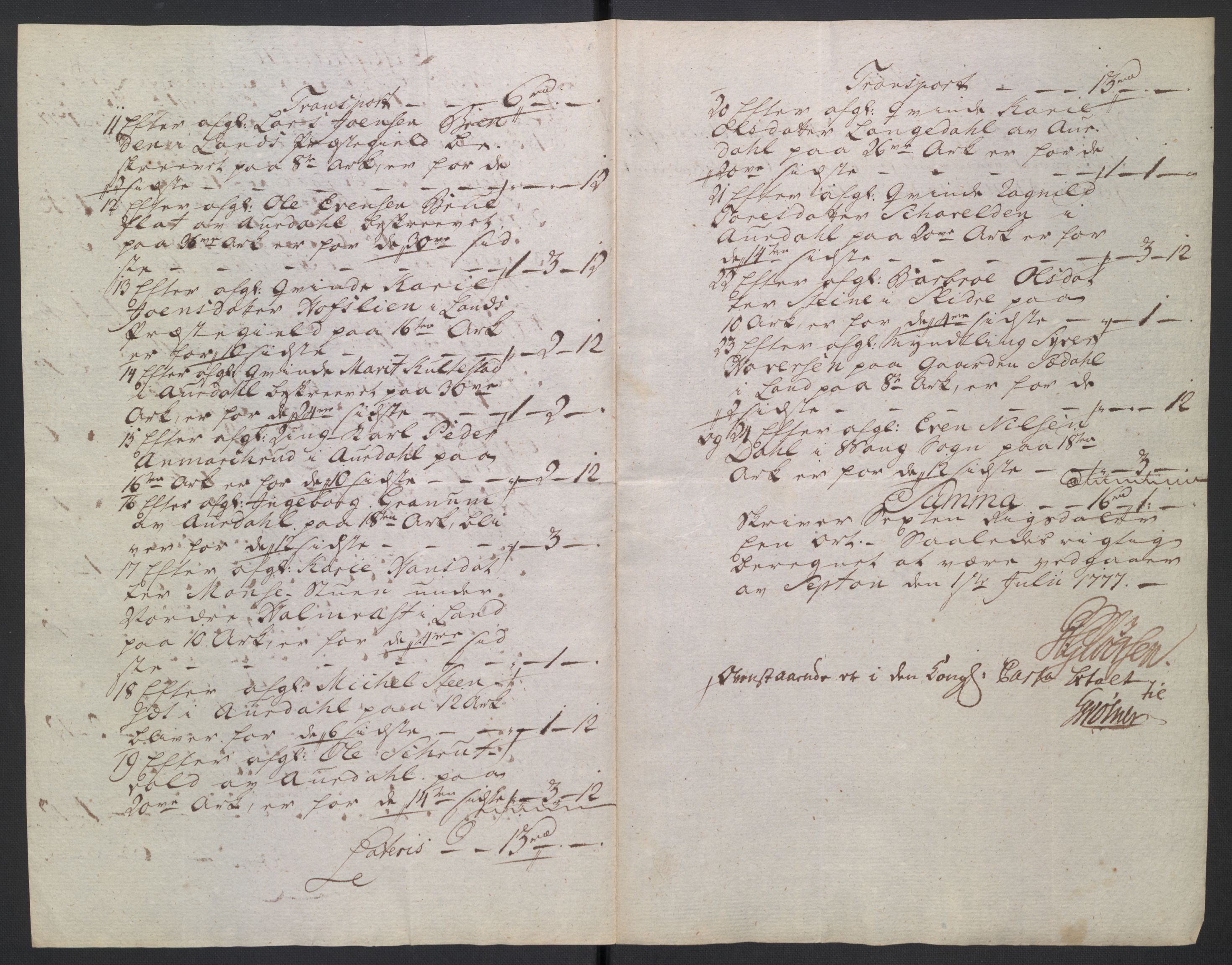 Rentekammeret inntil 1814, Reviderte regnskaper, Mindre regnskaper, AV/RA-EA-4068/Rb/L0014: Opplands amt, 1771-1779, p. 9