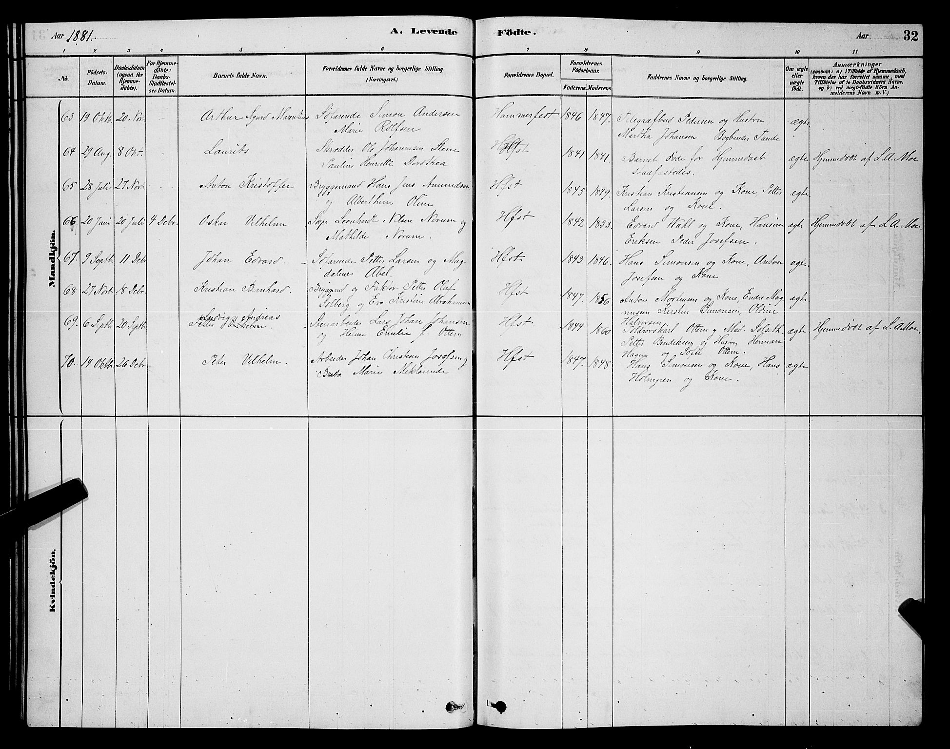 Hammerfest sokneprestkontor, AV/SATØ-S-1347/H/Hb/L0006.klokk: Parish register (copy) no. 6, 1876-1884, p. 32