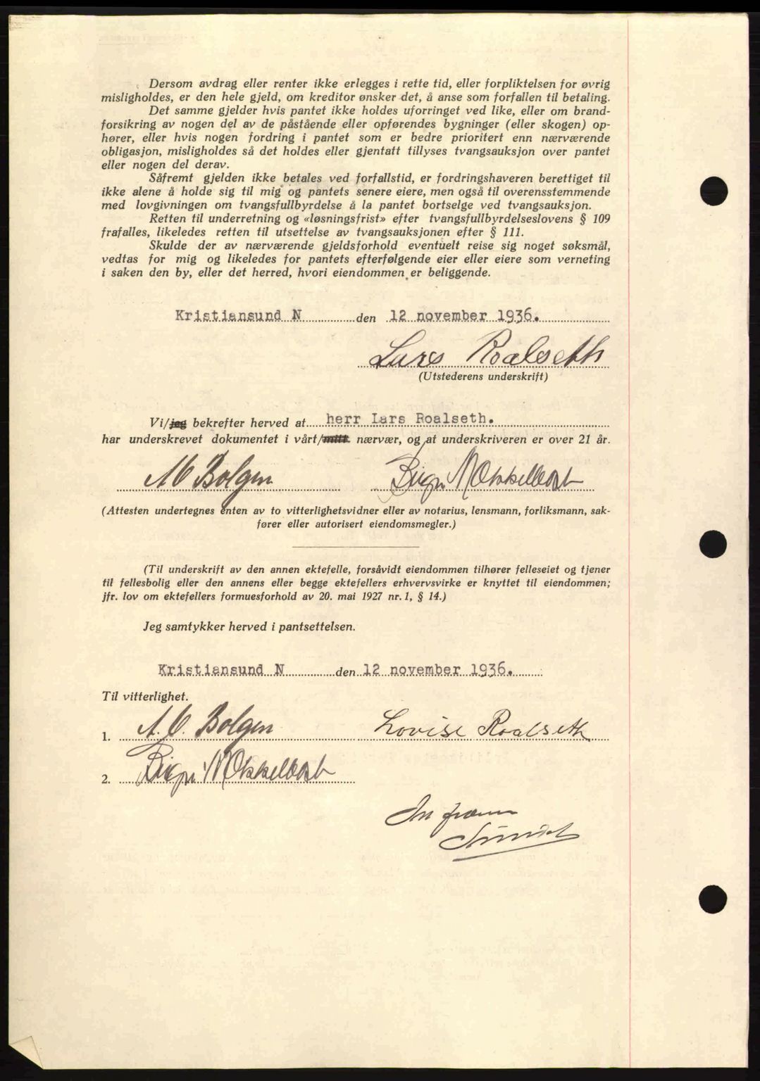 Kristiansund byfogd, AV/SAT-A-4587/A/27: Mortgage book no. 29, 1936-1937, Diary no: : 641/1936