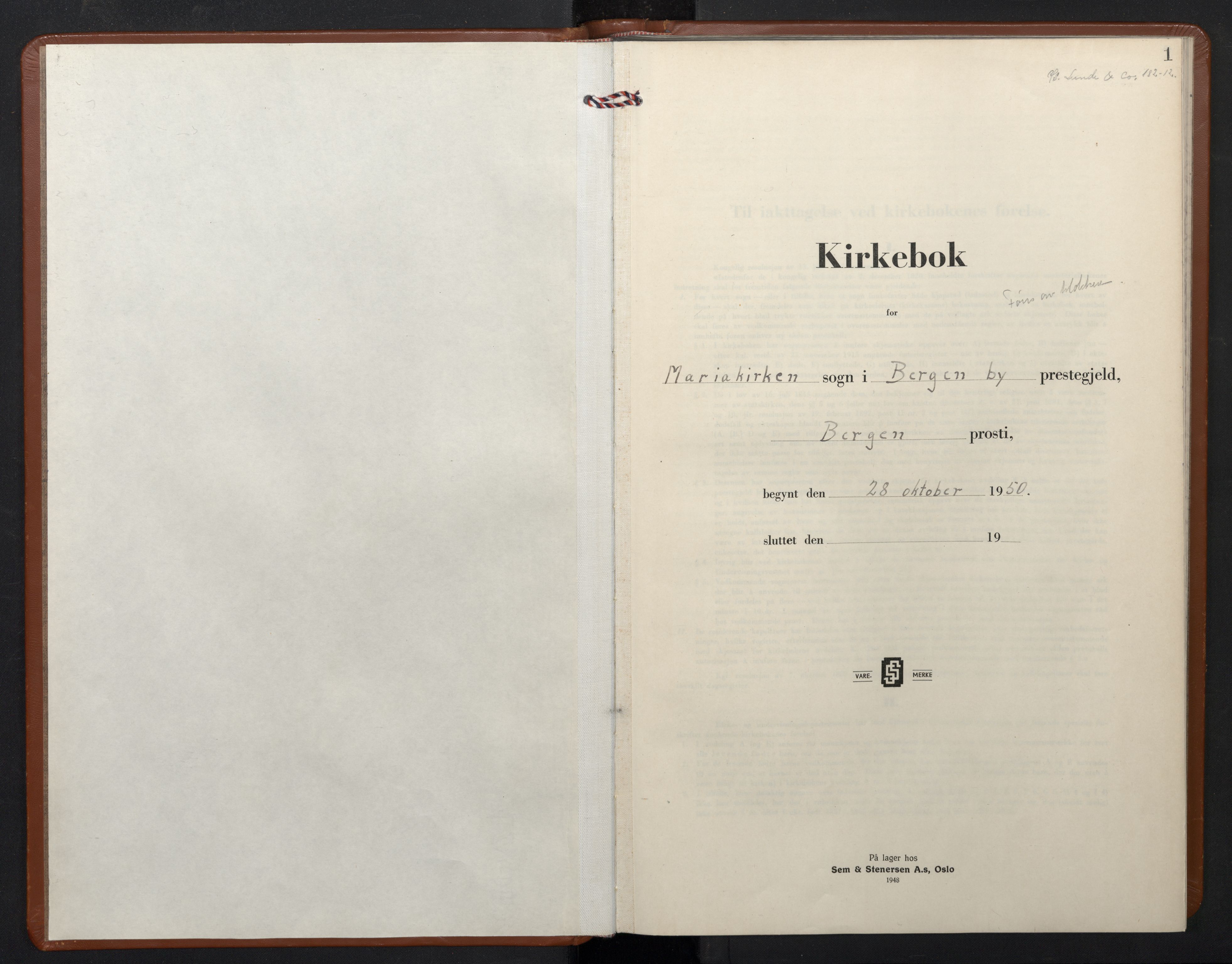 Mariakirken Sokneprestembete, SAB/A-76901/H/Hab/L0012: Parish register (copy) no. A 12, 1956-1971, p. 0b-1a