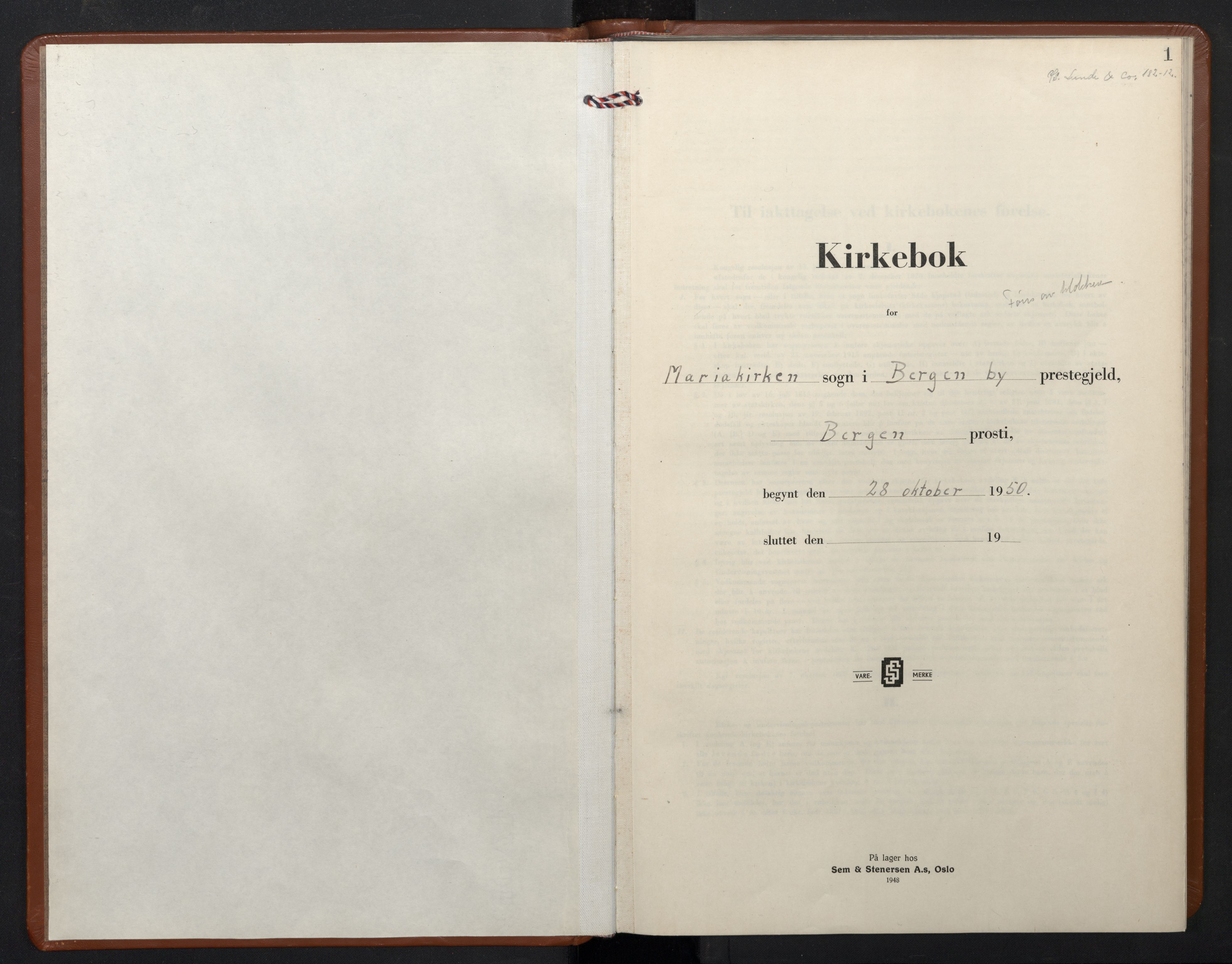 Mariakirken Sokneprestembete, AV/SAB-A-76901/H/Hab/L0012: Parish register (copy) no. A 12, 1956-1971, p. 0b-1a