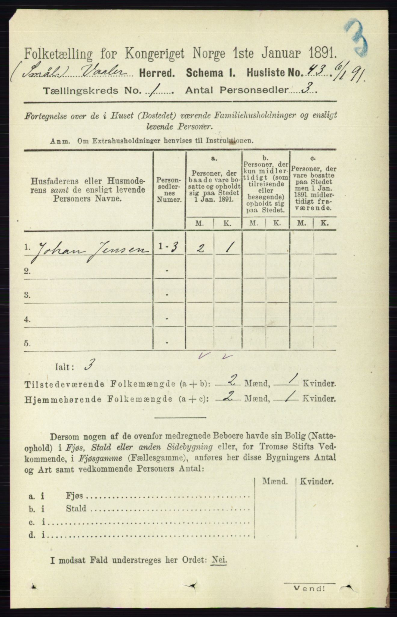RA, 1891 census for 0137 Våler, 1891, p. 64
