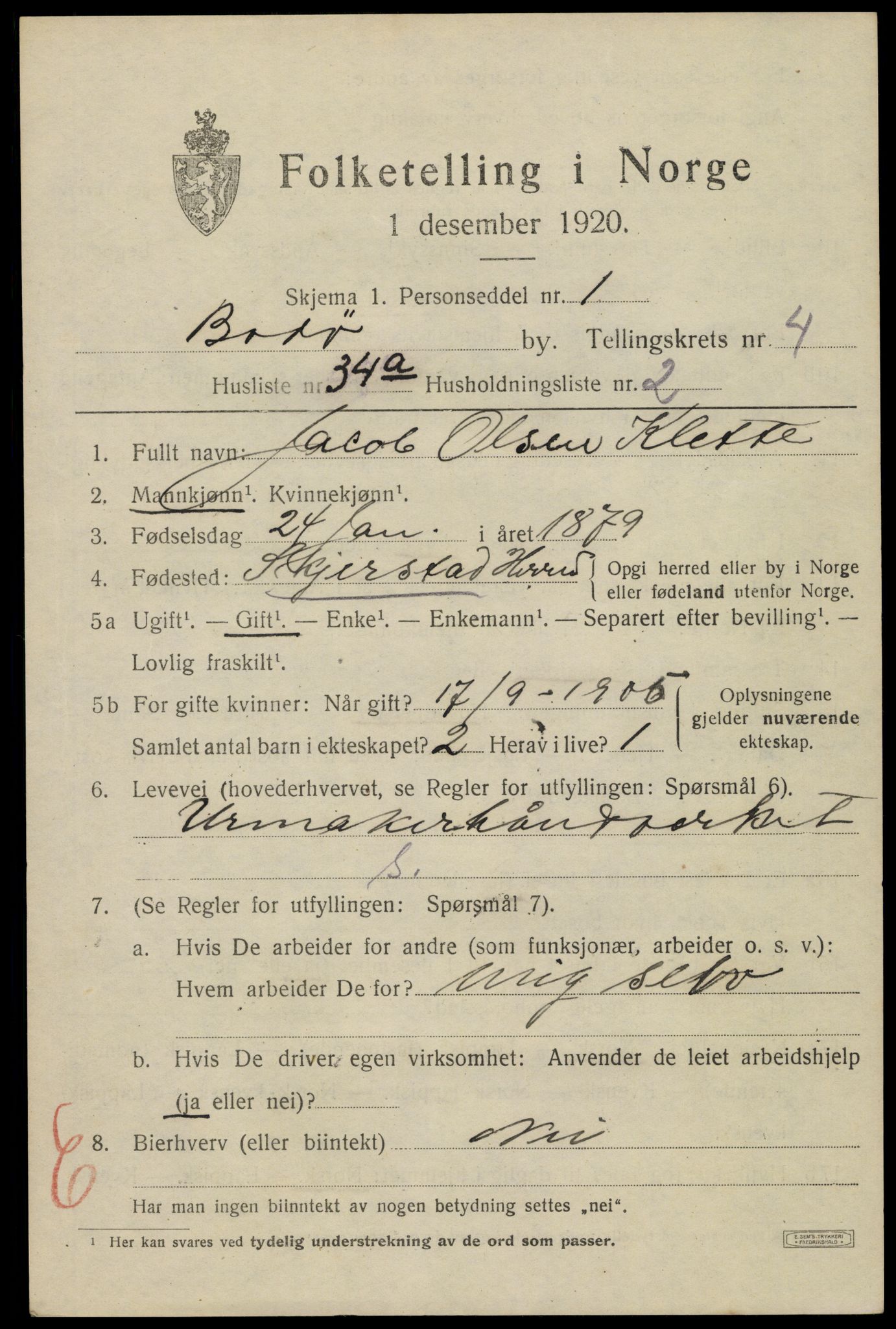 SAT, 1920 census for Bodø, 1920, p. 7931