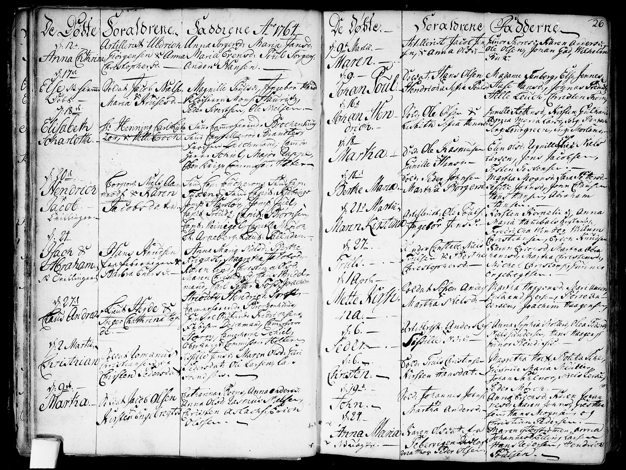 Garnisonsmenigheten Kirkebøker, AV/SAO-A-10846/F/Fa/L0002: Parish register (official) no. 2, 1757-1776, p. 26