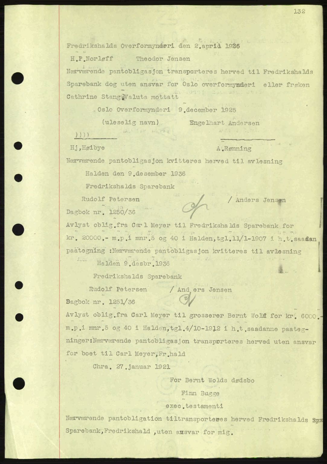 Idd og Marker sorenskriveri, AV/SAO-A-10283/G/Gb/Gbc/L0001: Mortgage book no. B1-3, 1936-1939, Diary no: : 1250/1936