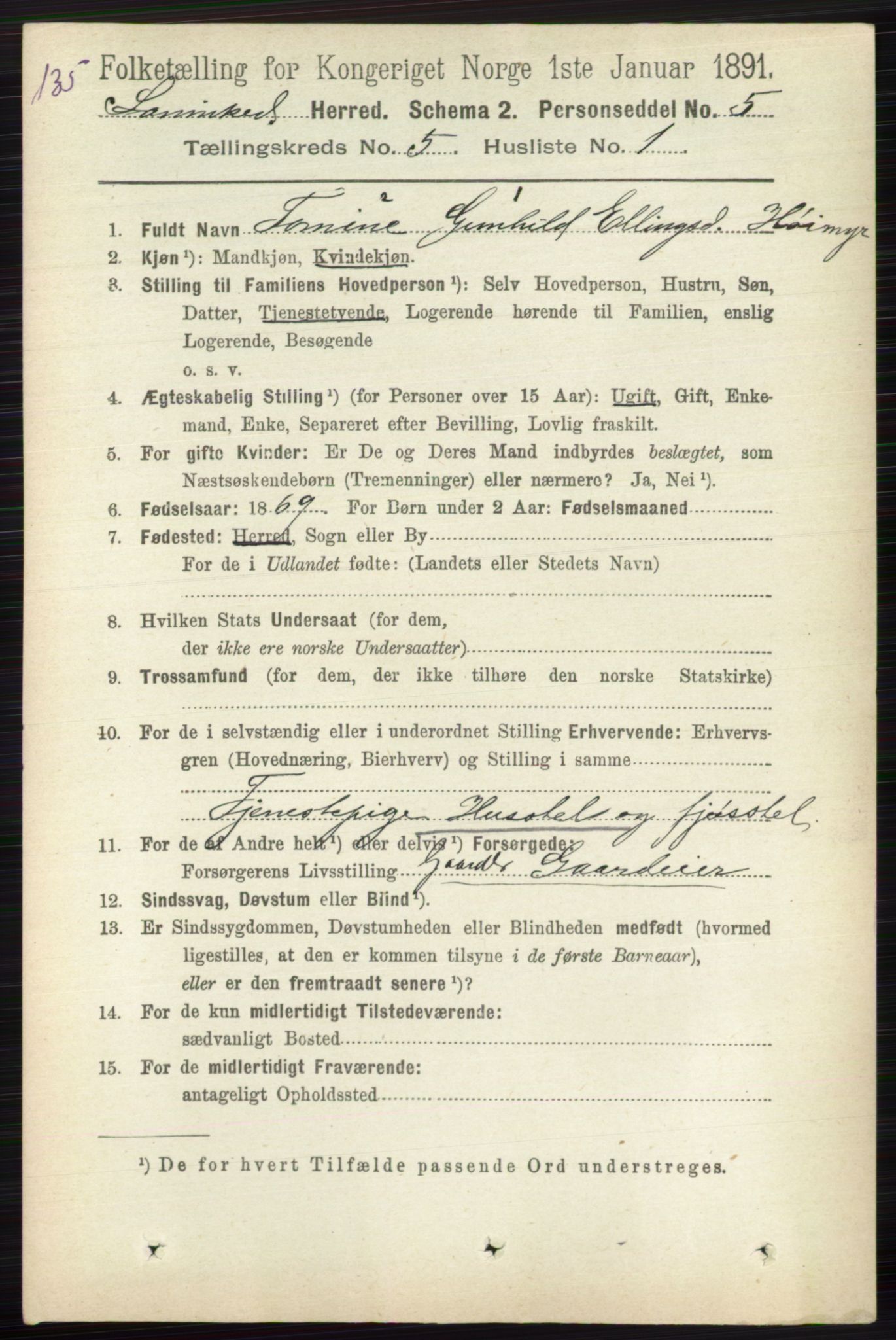 RA, 1891 census for 0816 Sannidal, 1891, p. 2044