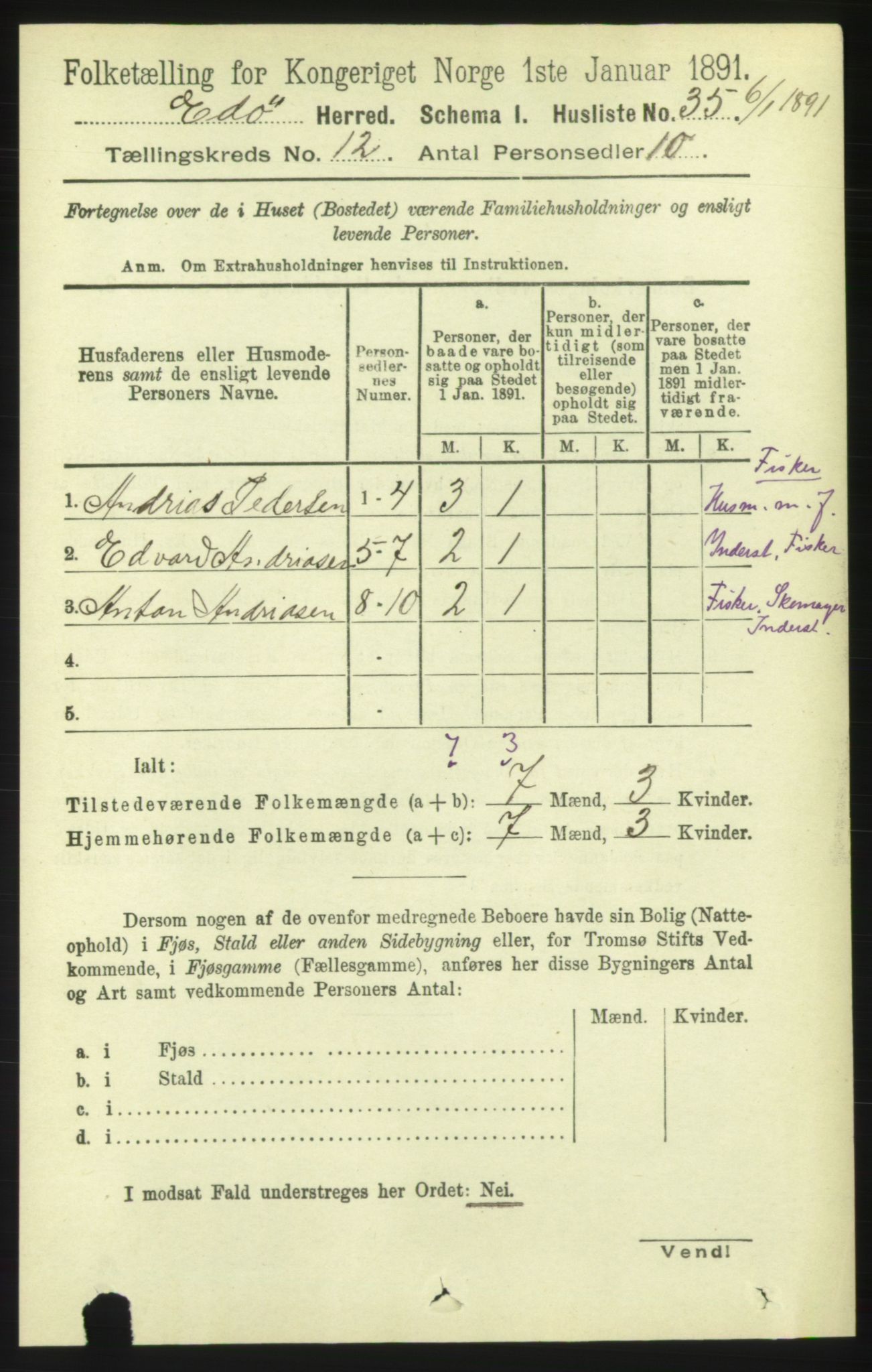 RA, 1891 census for 1573 Edøy, 1891, p. 3367