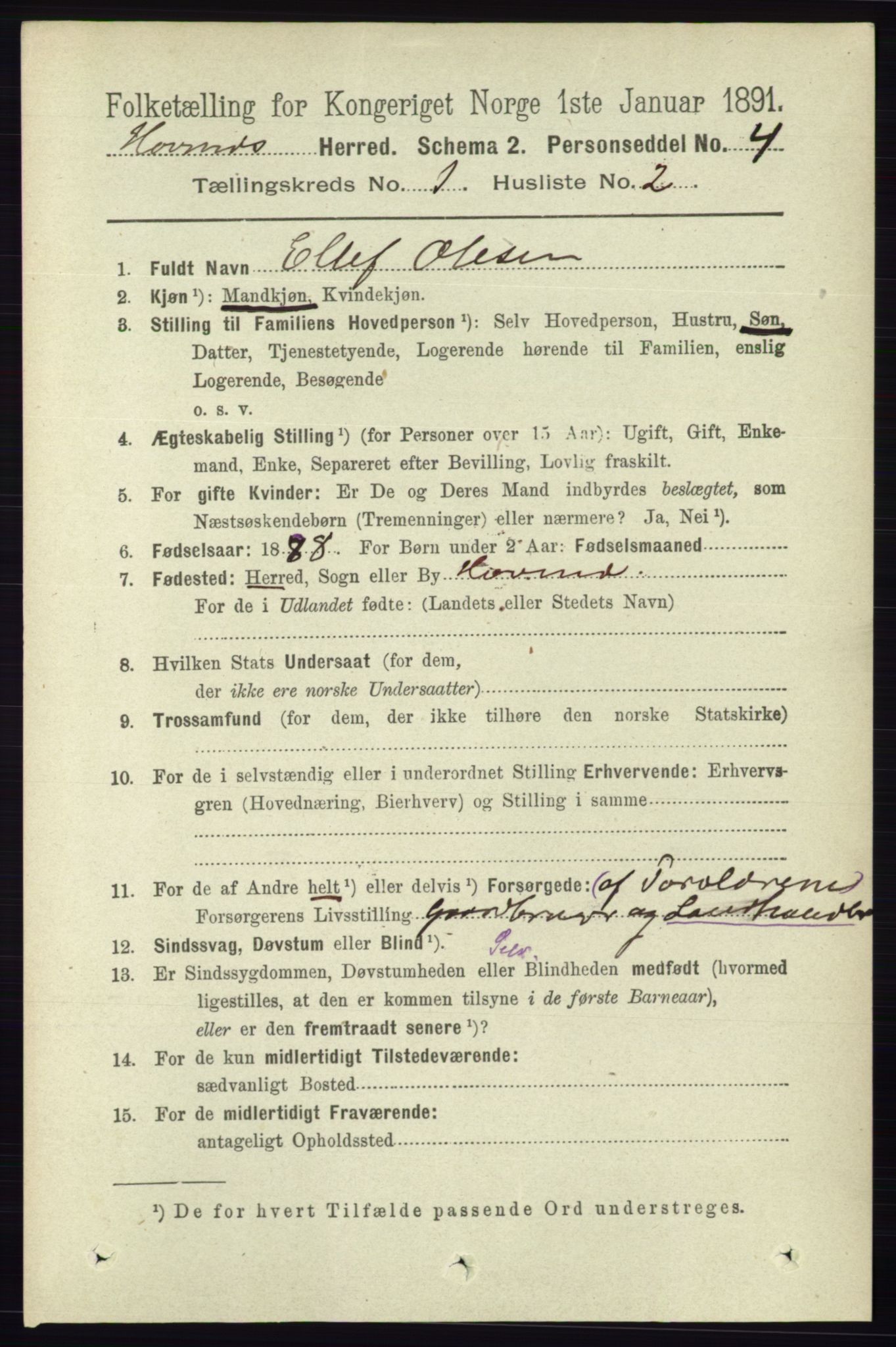 RA, 1891 census for 0825 Hovin, 1891, p. 94