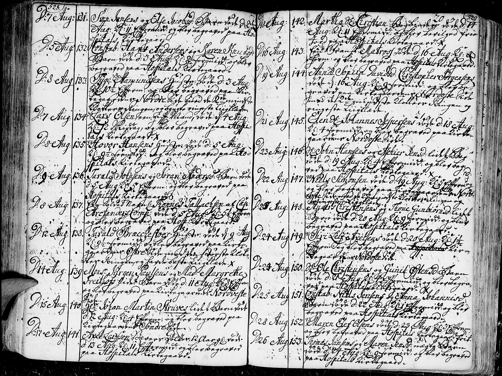 Kristiansand domprosti, AV/SAK-1112-0006/F/Fa/L0001: Parish register (official) no. A 1, 1734-1793, p. 528-529