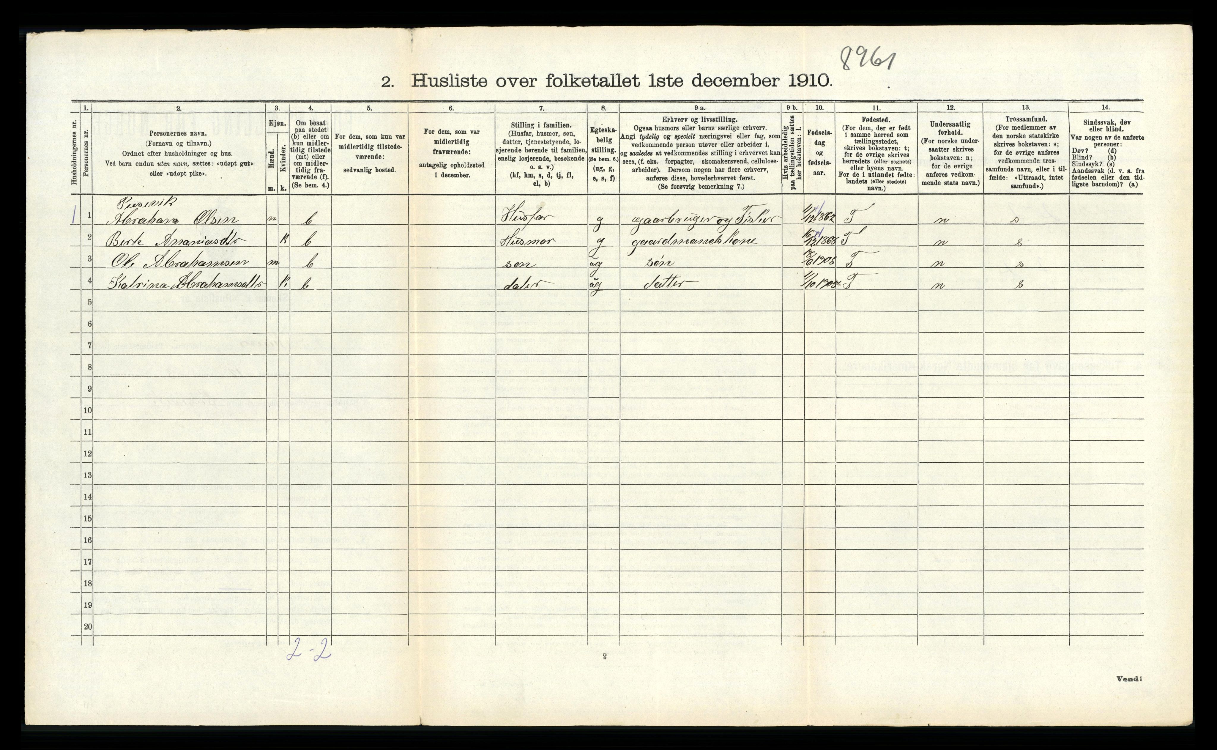 RA, 1910 census for Kinn, 1910, p. 233