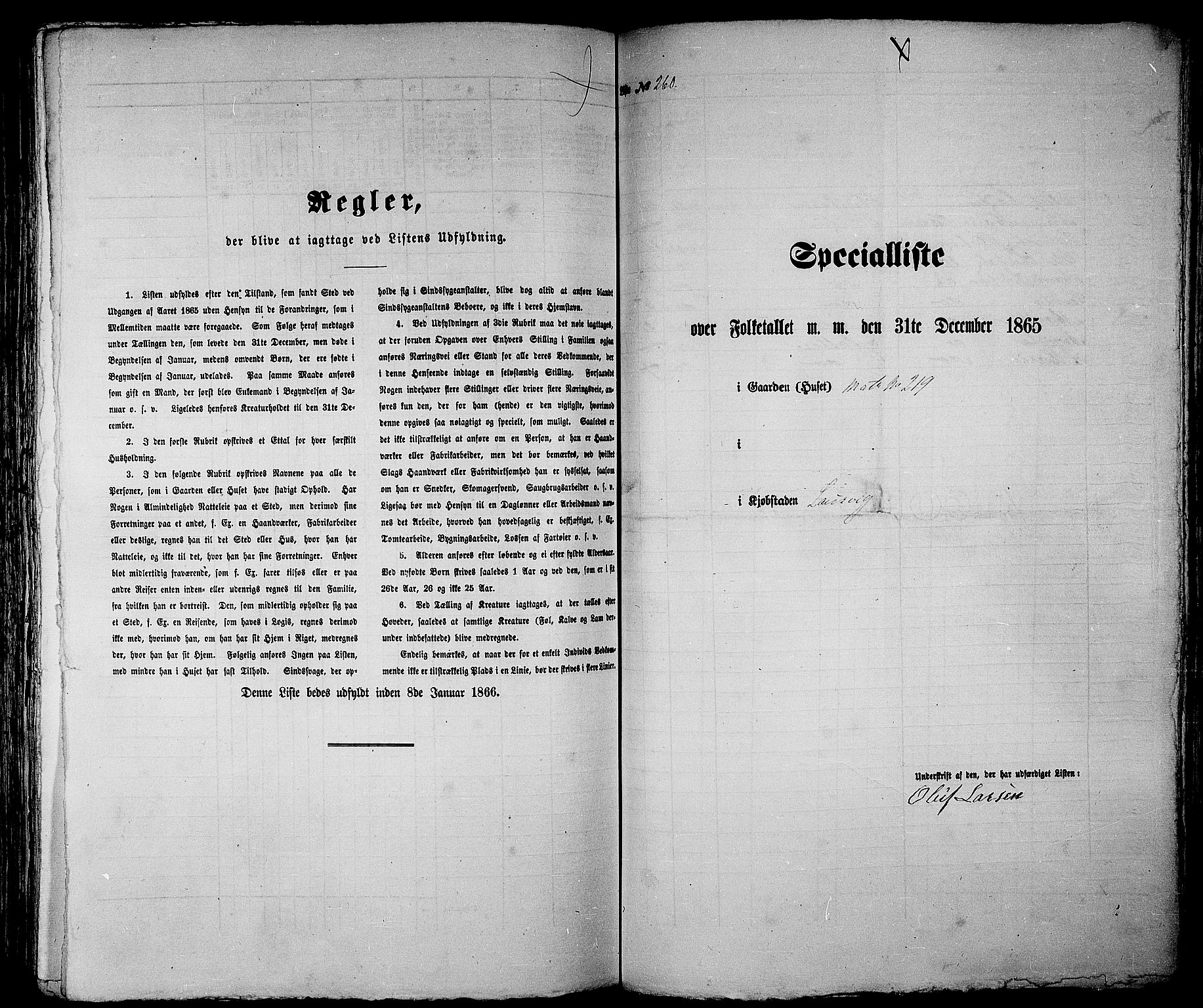 RA, 1865 census for Larvik, 1865, p. 538