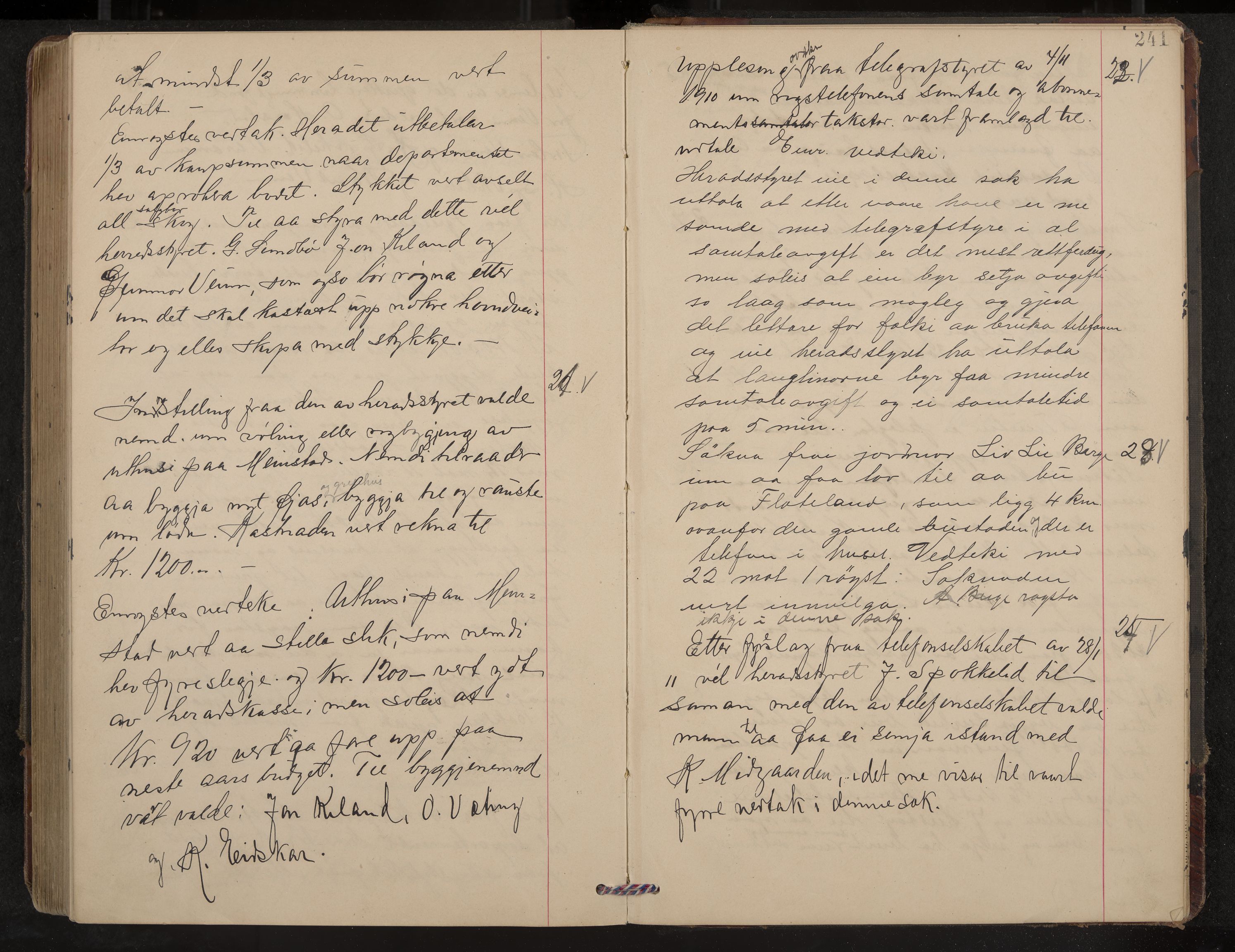 Fyresdal formannskap og sentraladministrasjon, IKAK/0831021-1/Aa/L0004: Møtebok, 1903-1911, p. 241